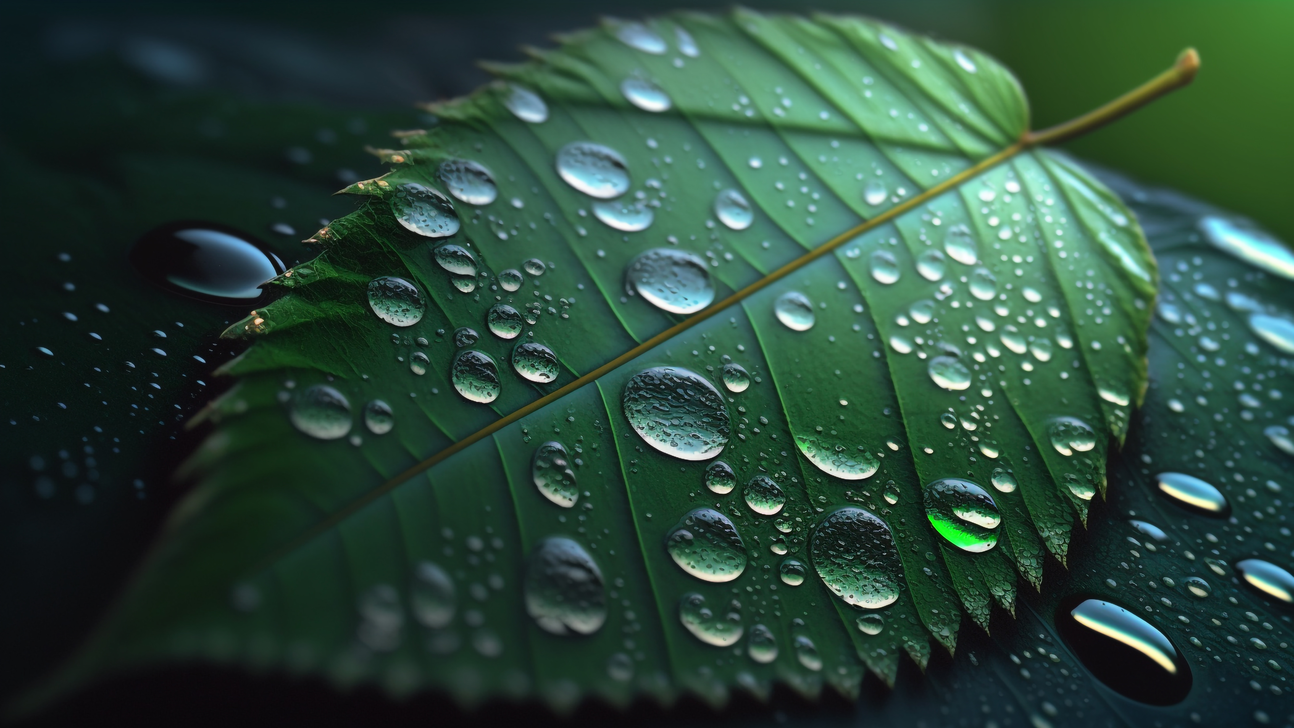 树叶水滴雨水绿色背景图片