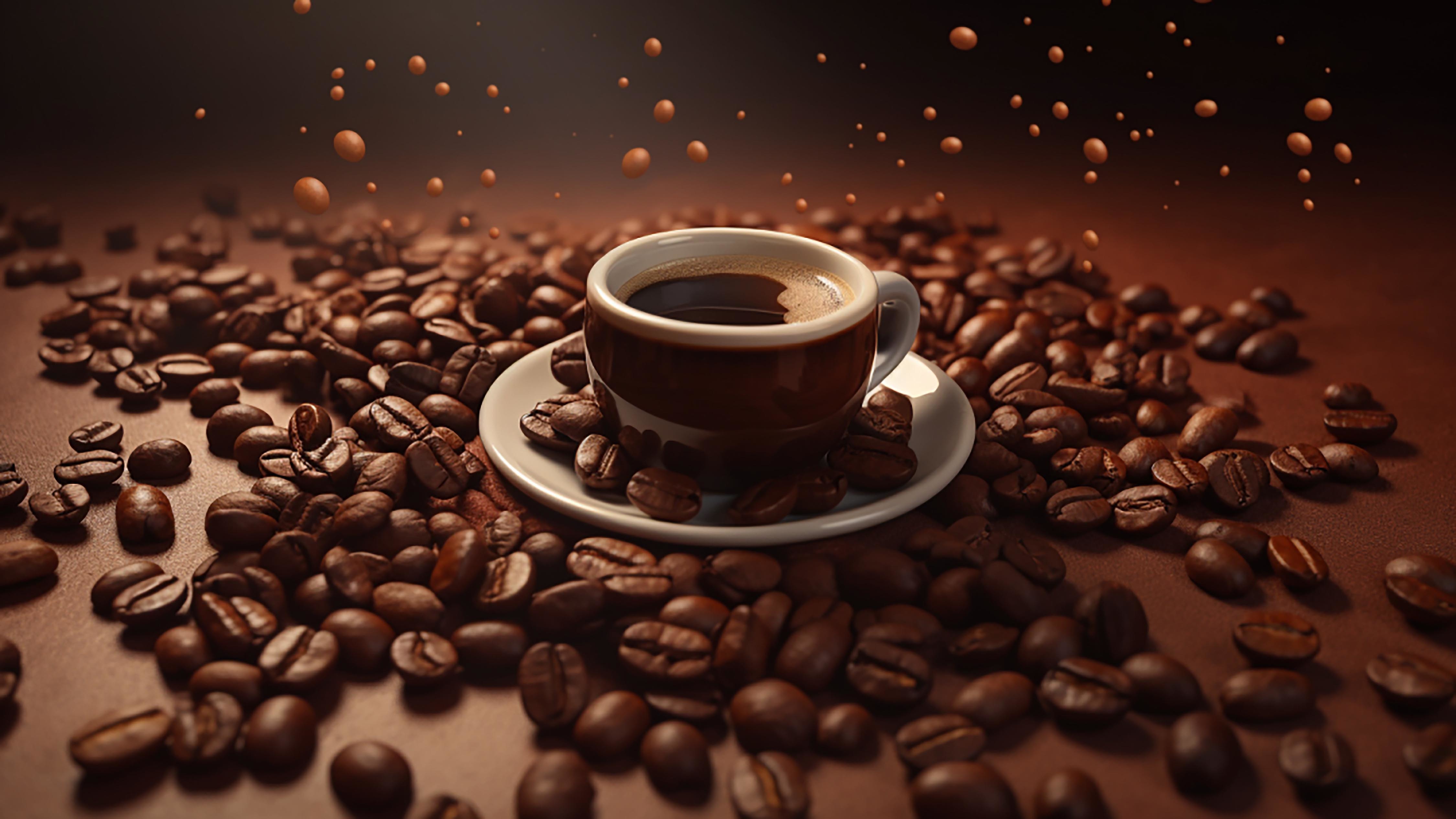 咖啡饮品饮料水珠漂浮图片