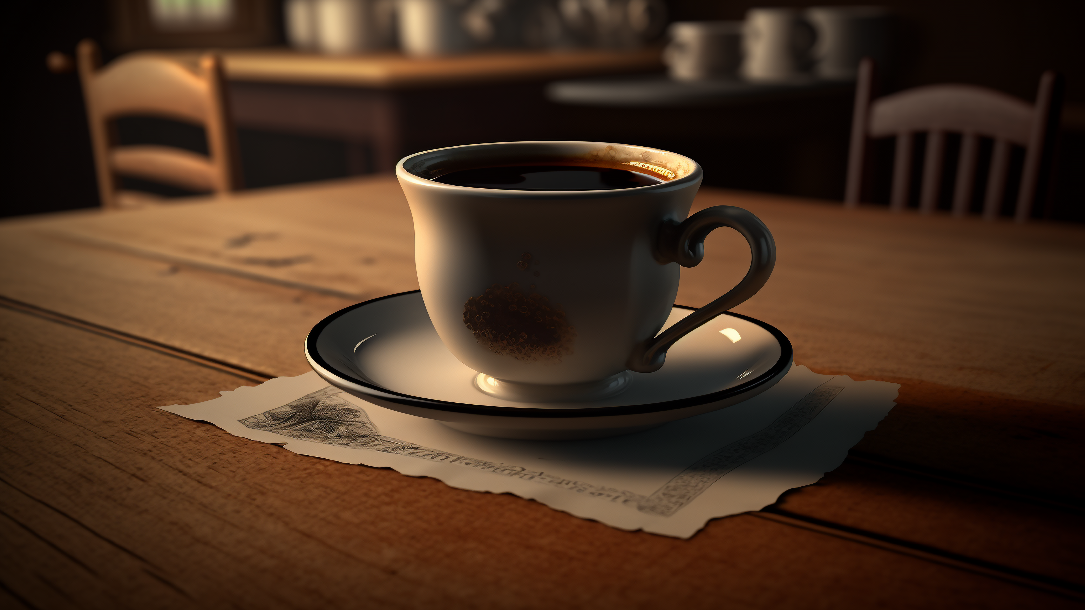 咖啡杯木桌插画背景图片