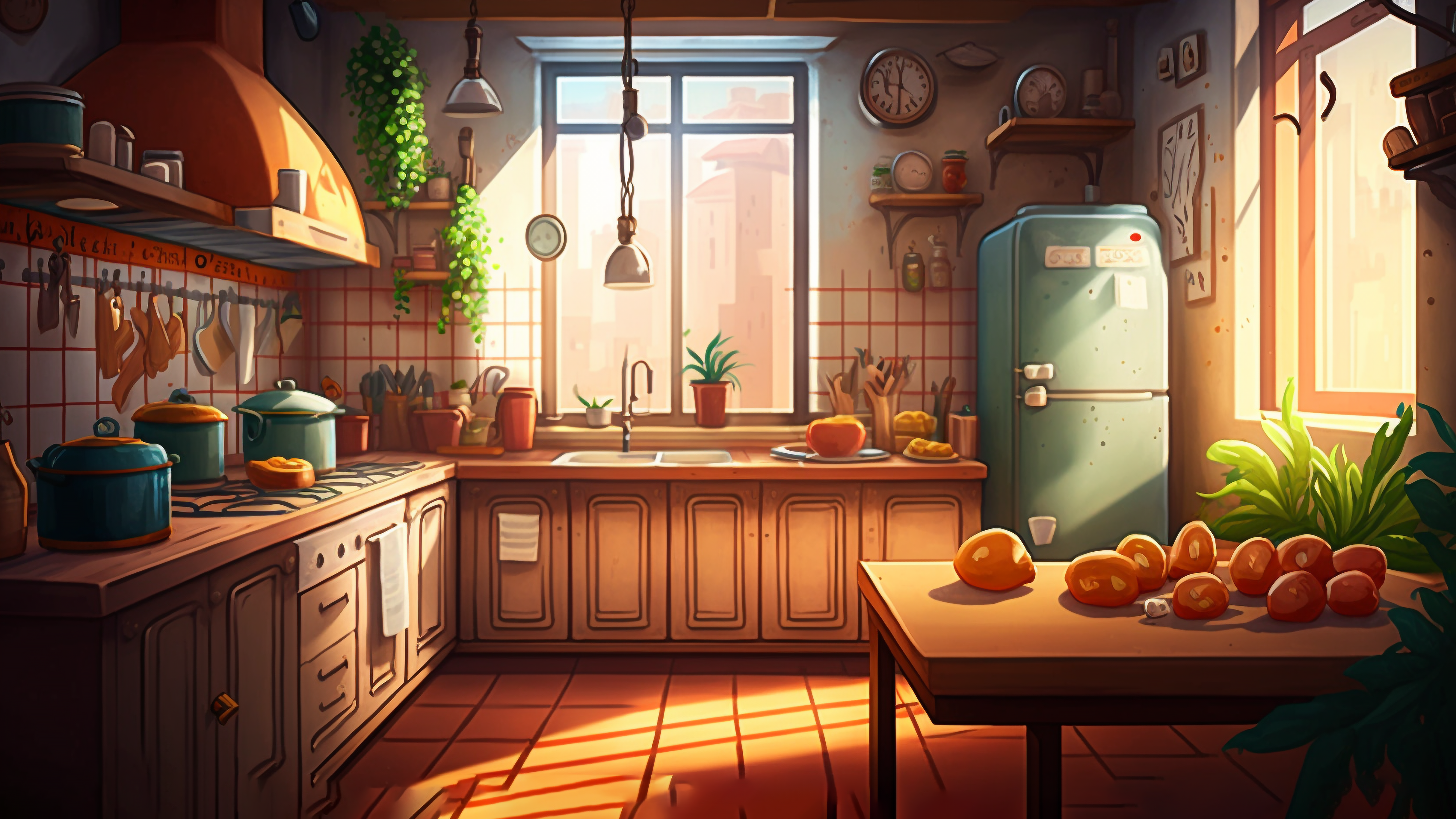 厨房冰箱厨具插画背景图片
