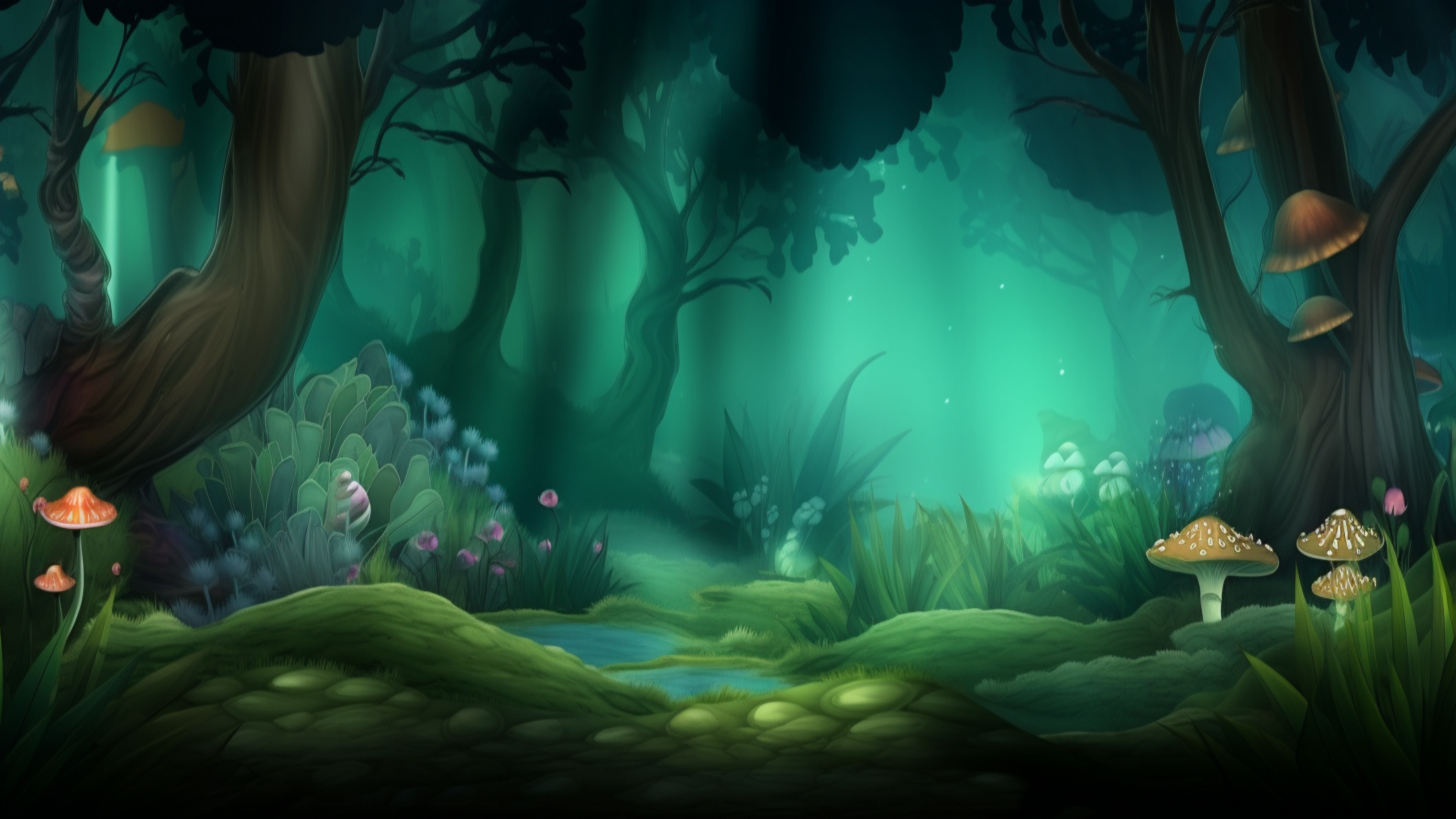 森林神秘夜晚背景图片