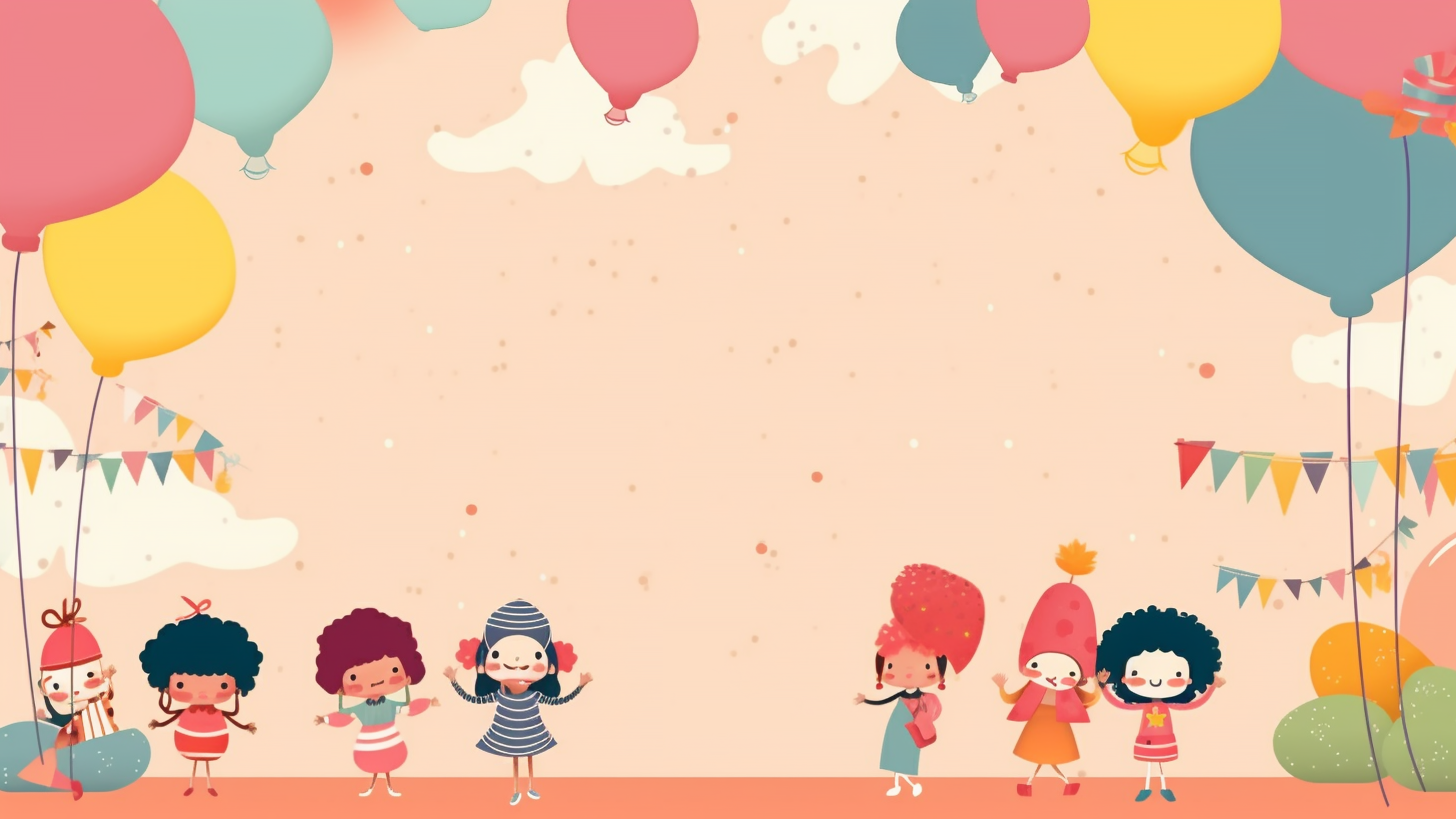 气球彩带插画背景图片