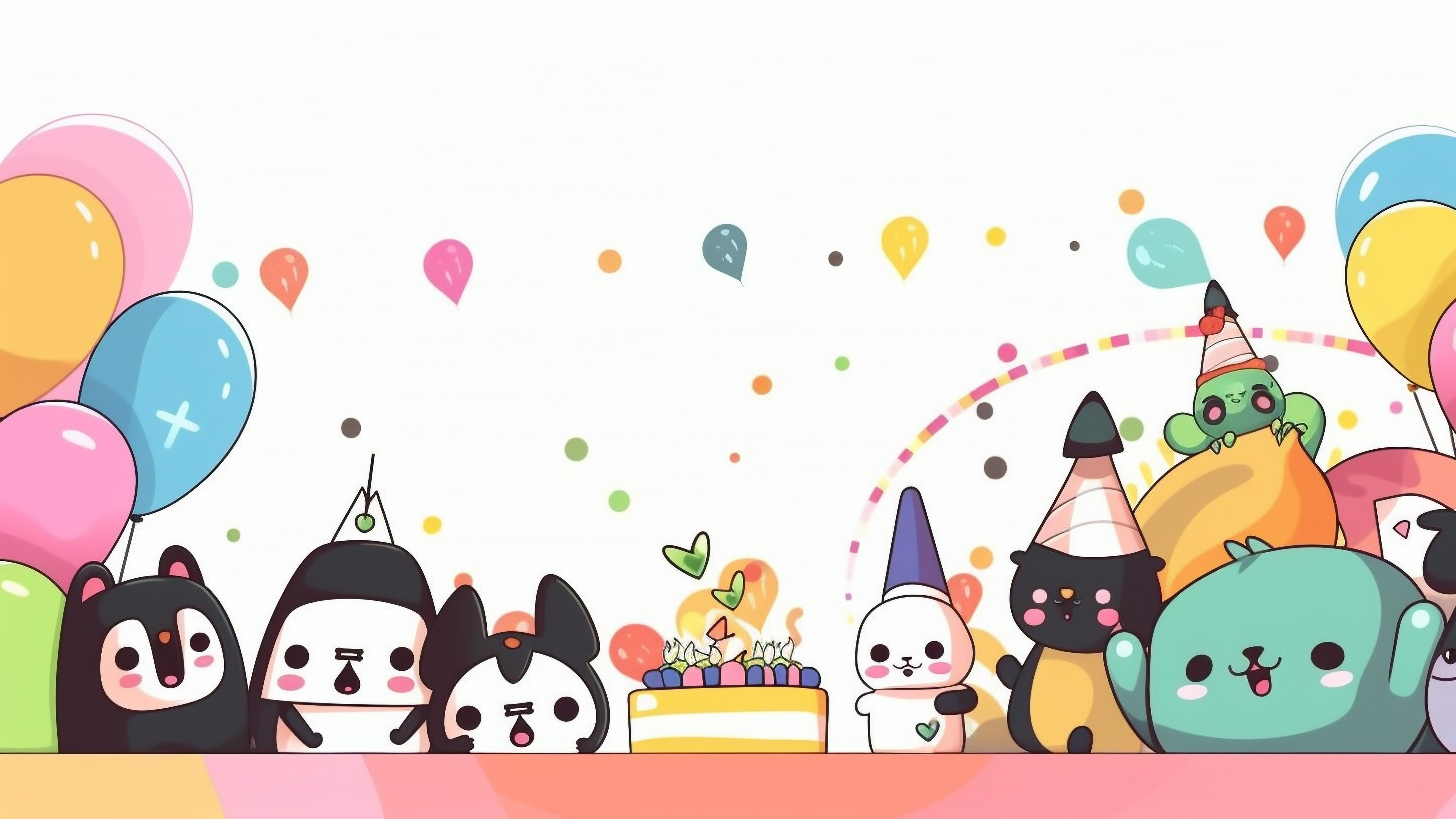气球蛋糕小动物插画背景图片