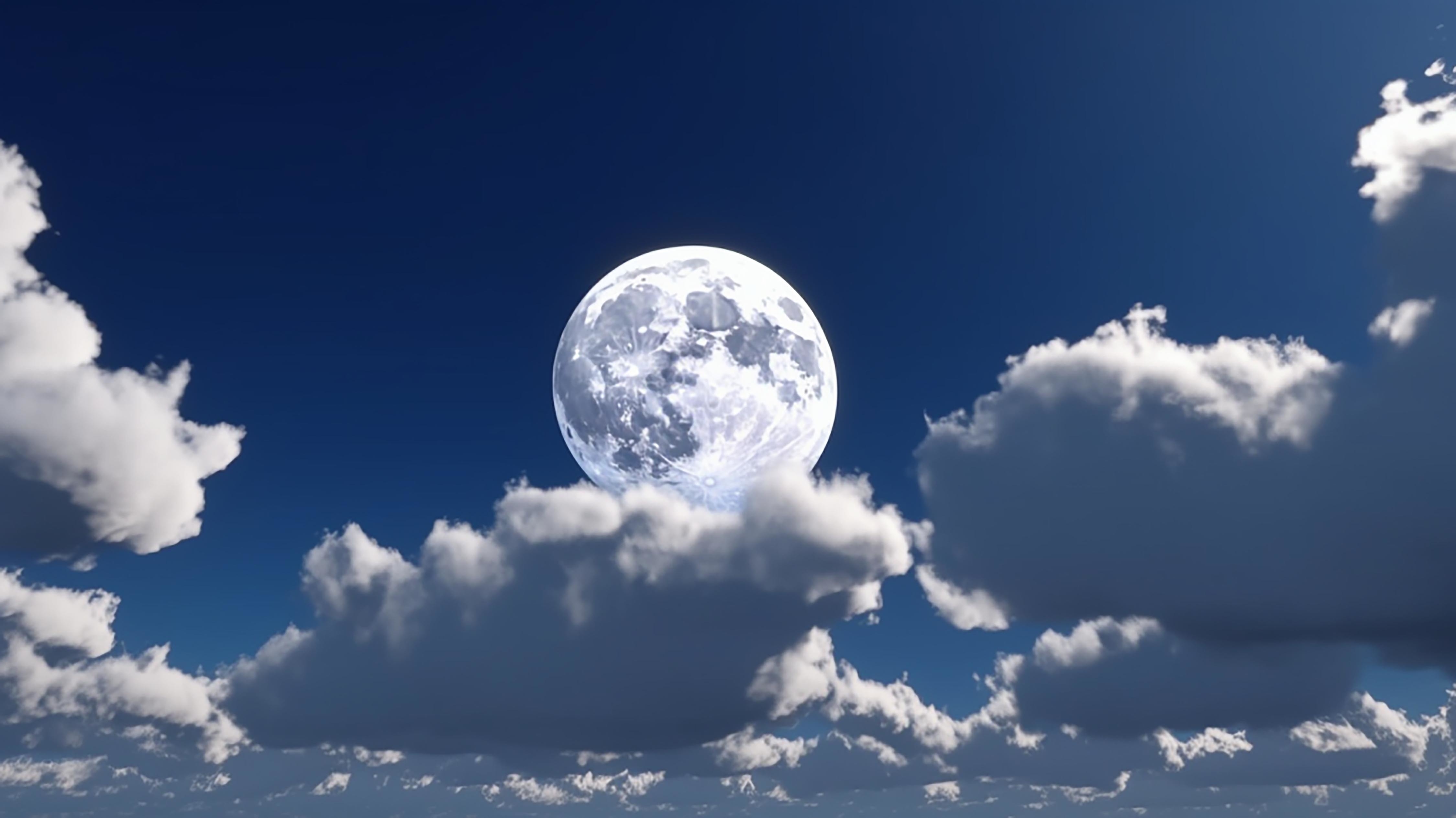 月亮天空星系烟雾云图片