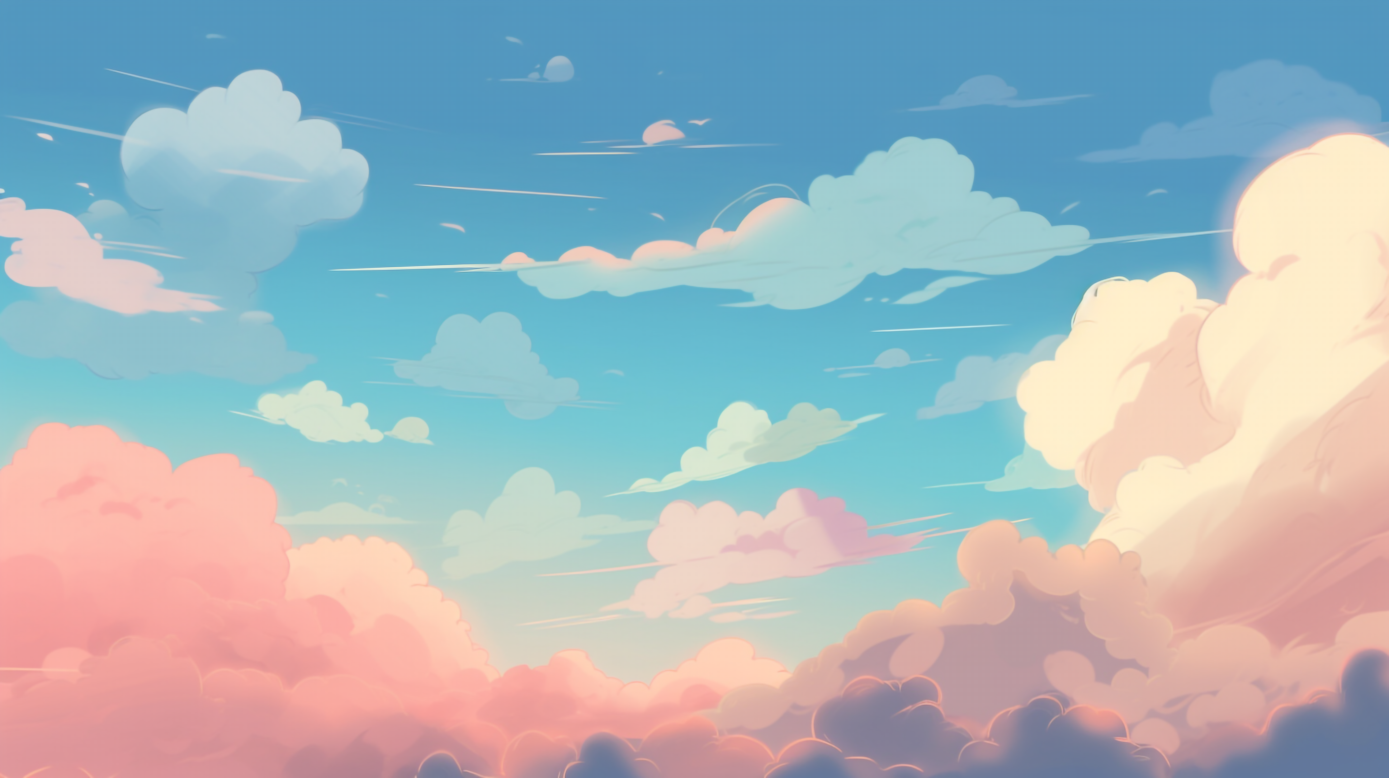 梦幻卡通云朵创意插图天空可爱背景图片