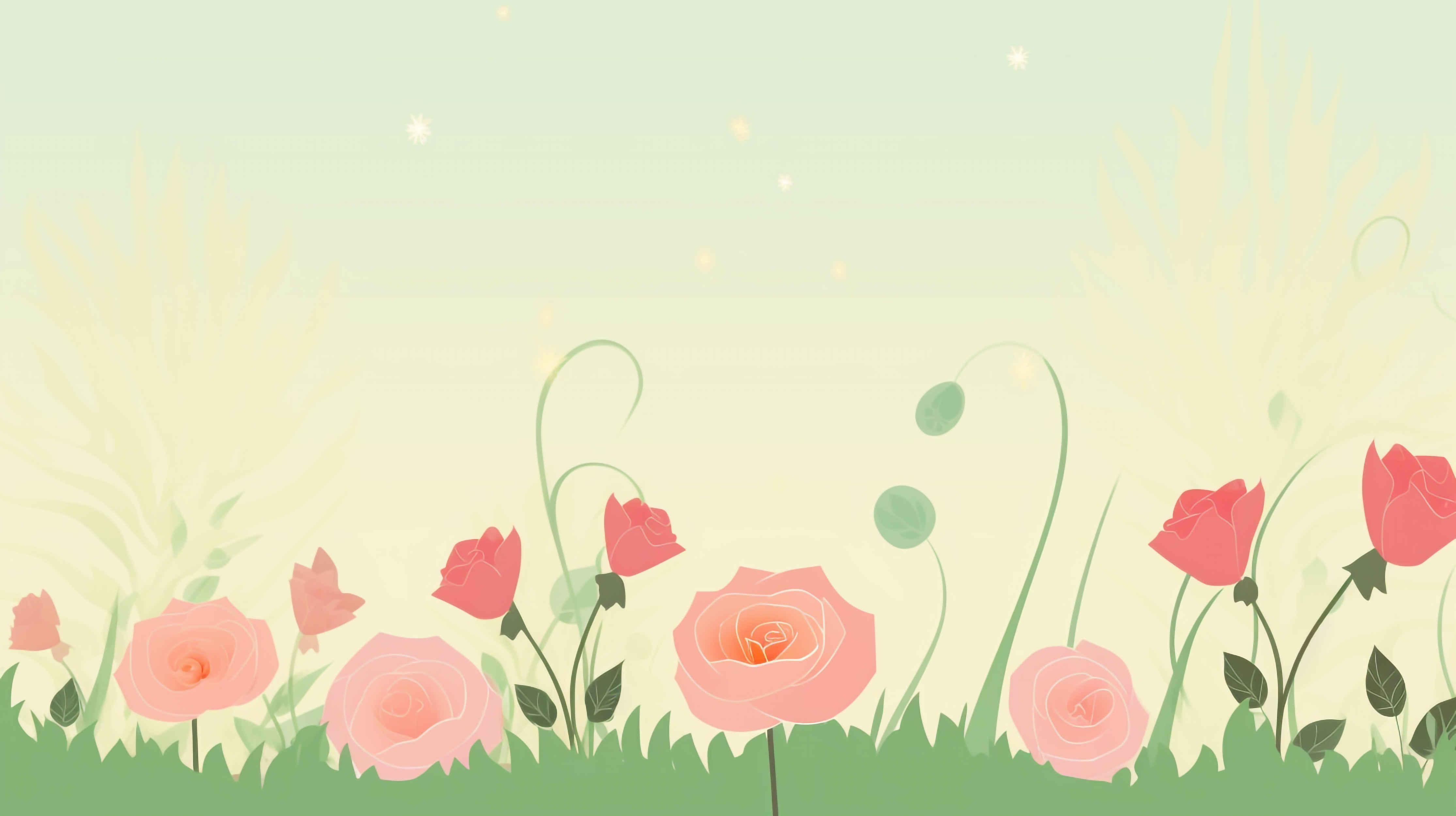 玫瑰花叶子草坪创意装饰简单背景图片