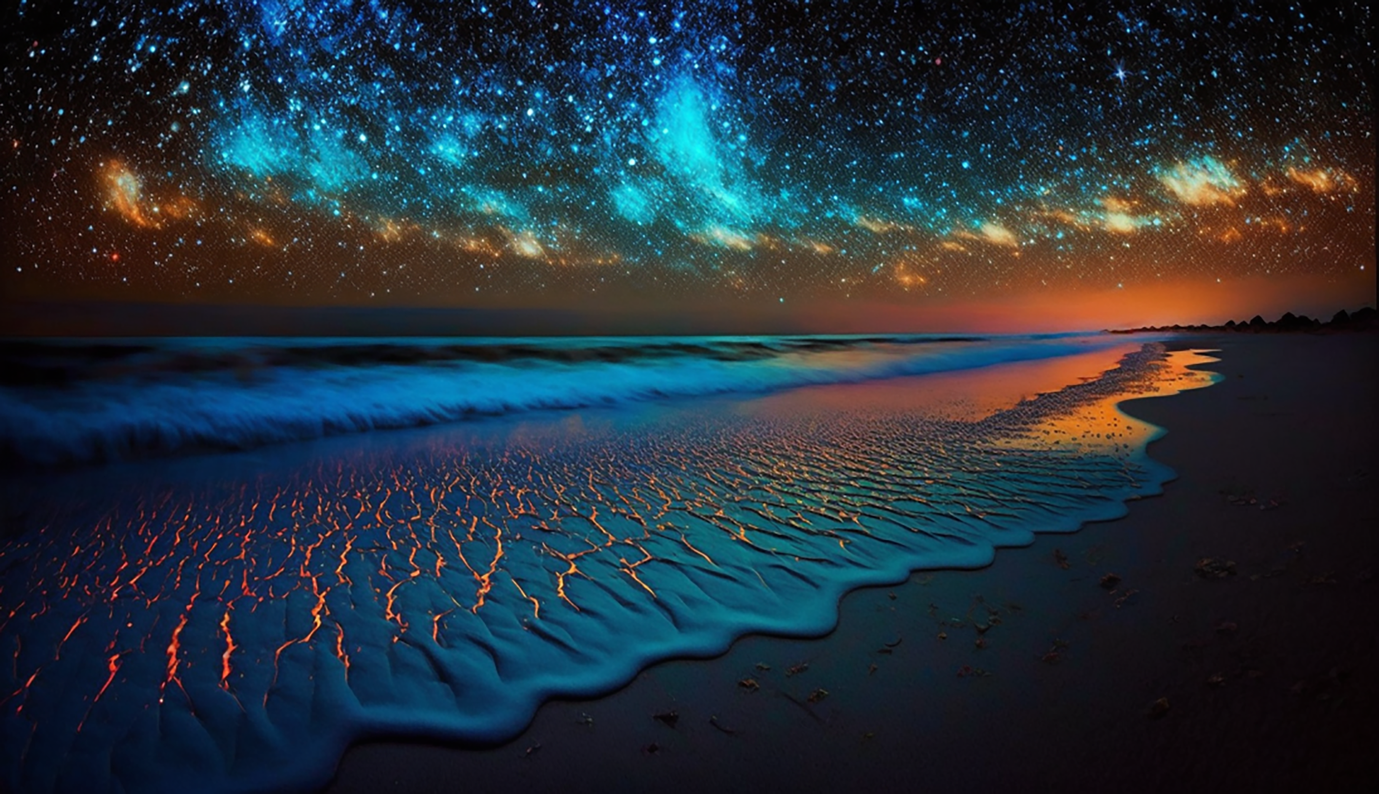 天空荧光沙滩梦幻背景图片