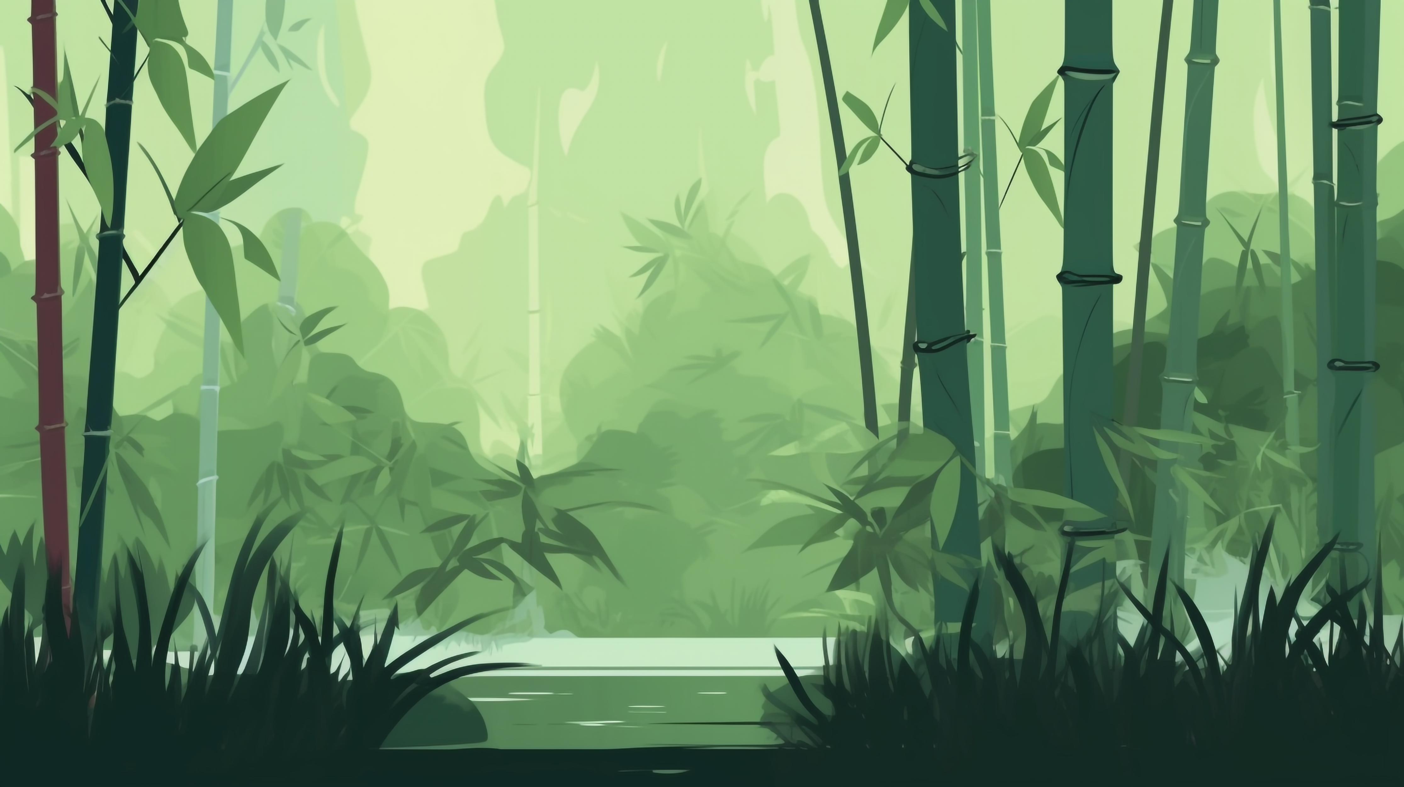 青竹植物竹林卡通的自然背景图片