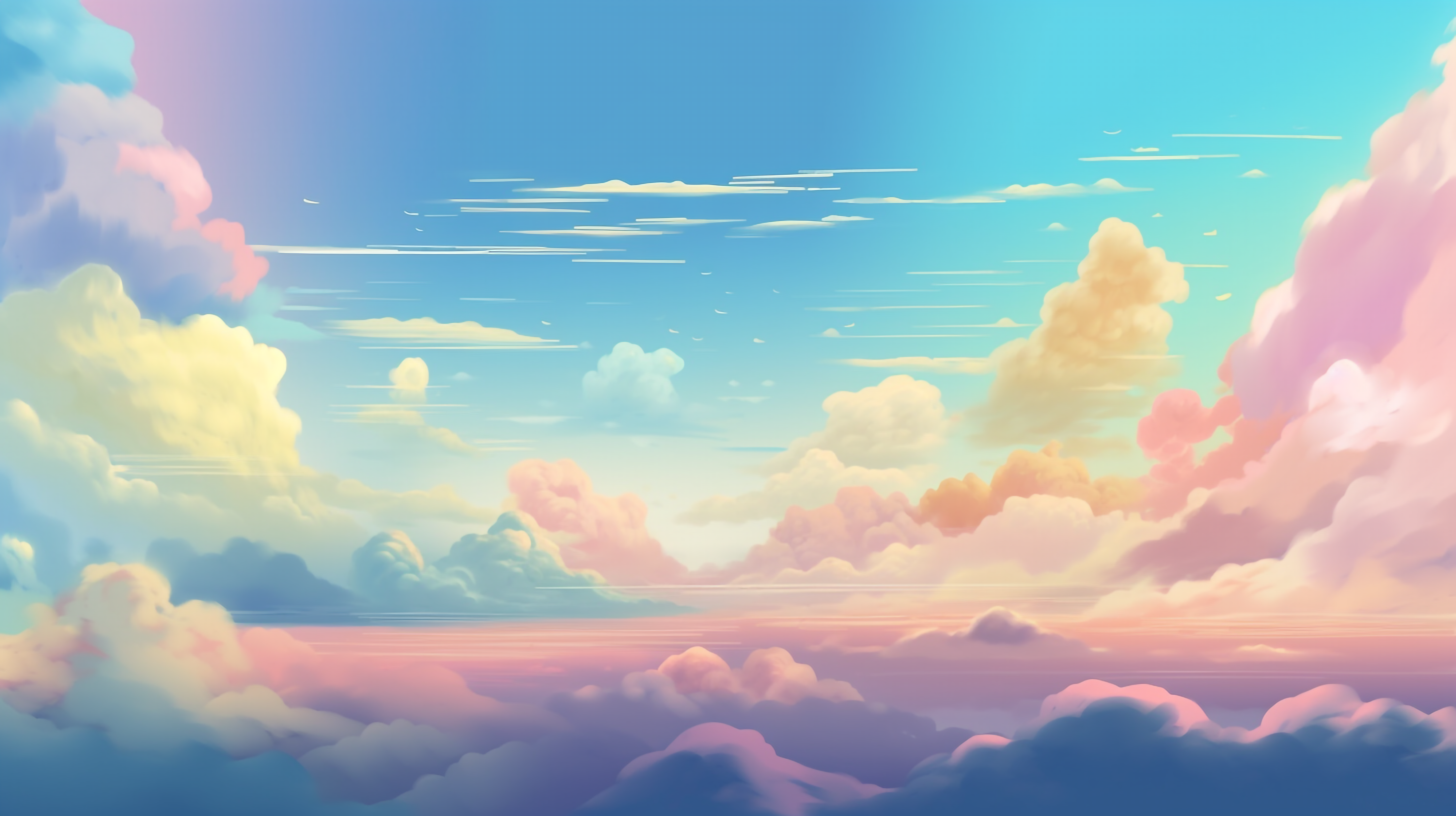 彩色的云朵创意装饰天空插画简单背景图片