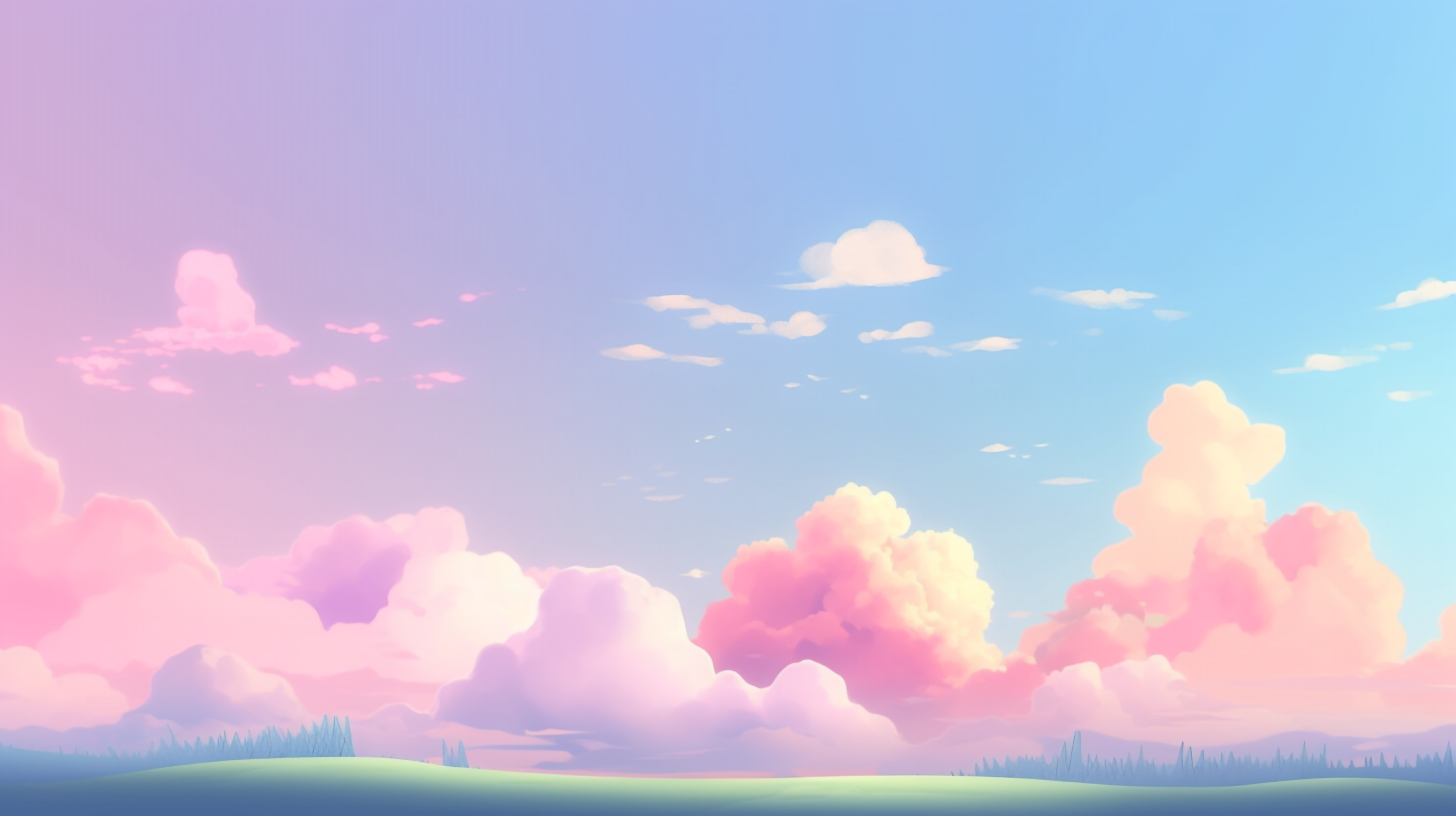 彩色云朵粉色云层卡通插图云朵天空可爱背景图片