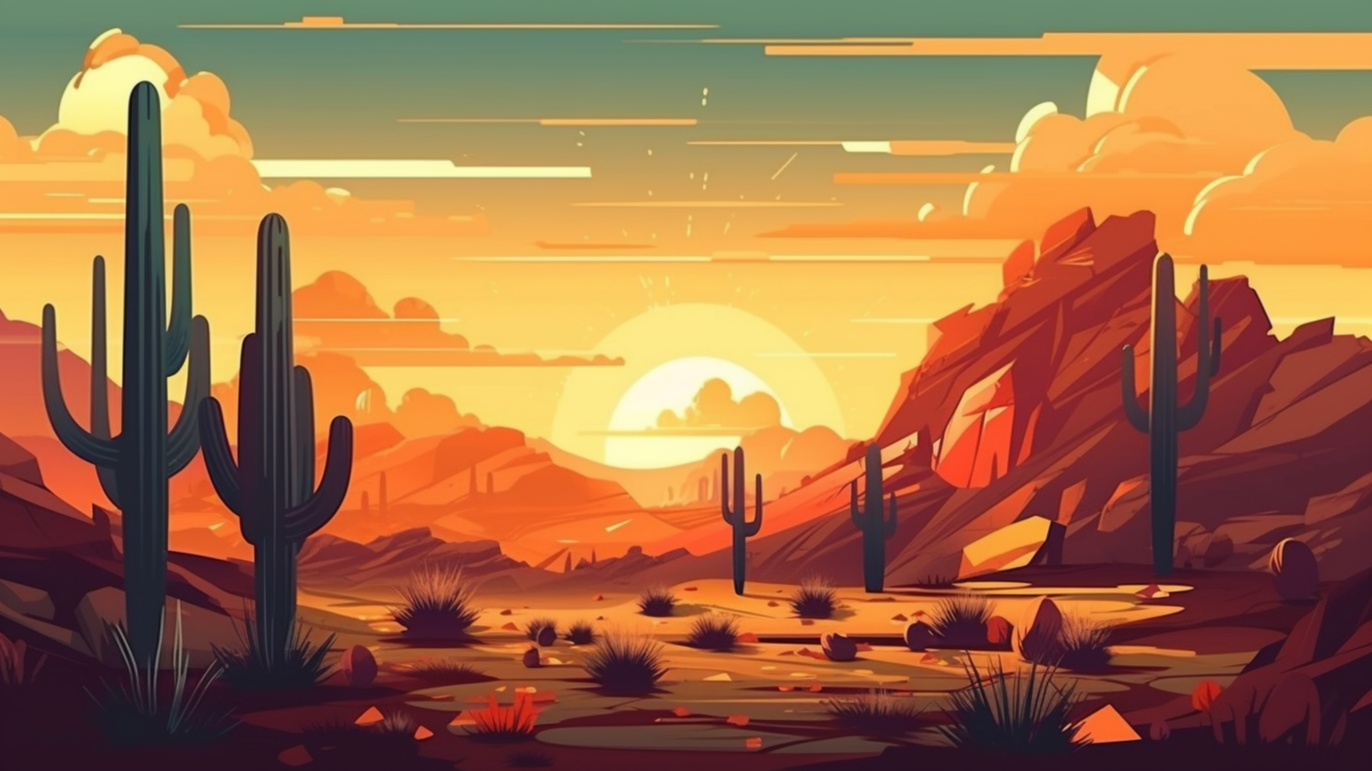 沙漠太阳山草背景图片