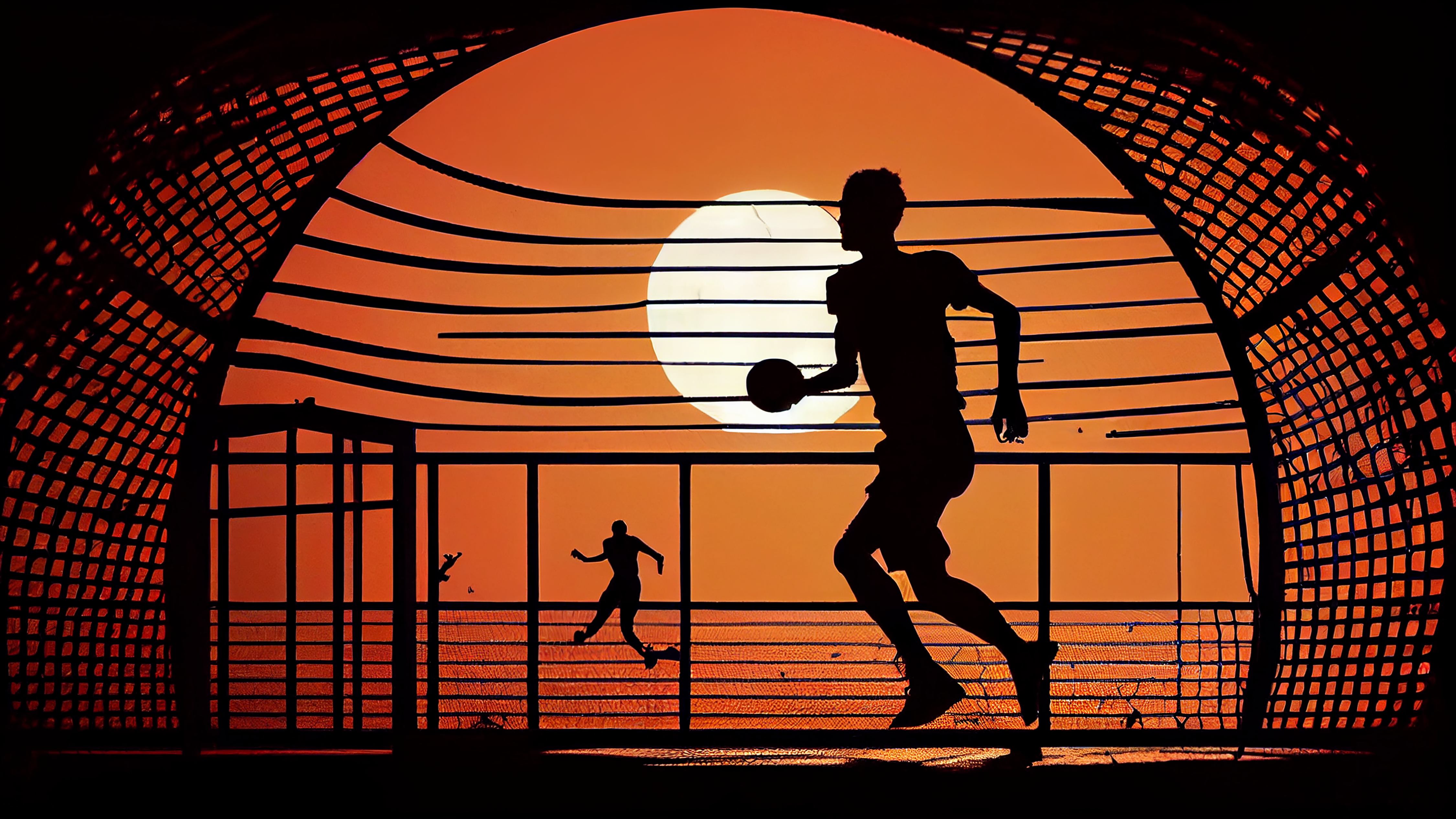 运动打球夕阳西下背景图片