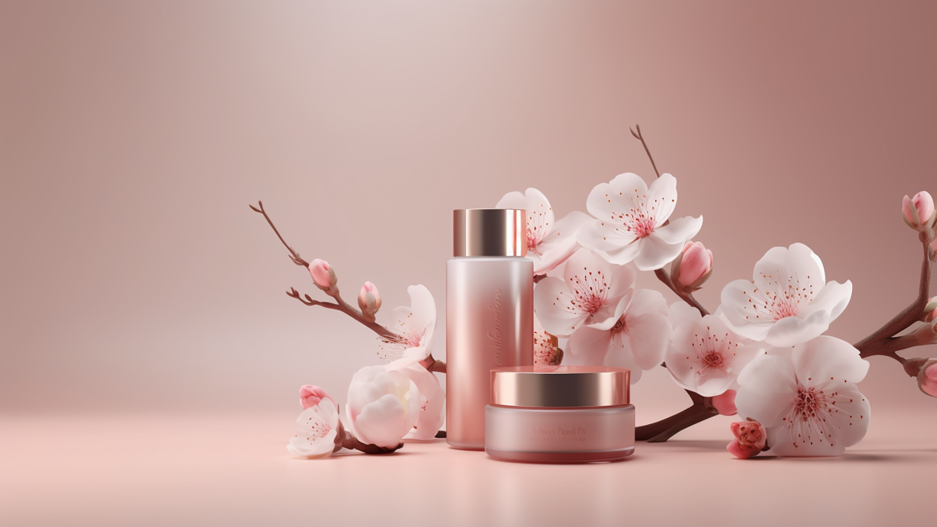 化妆品美妆樱花花卉树枝场景摄影广告背景图片