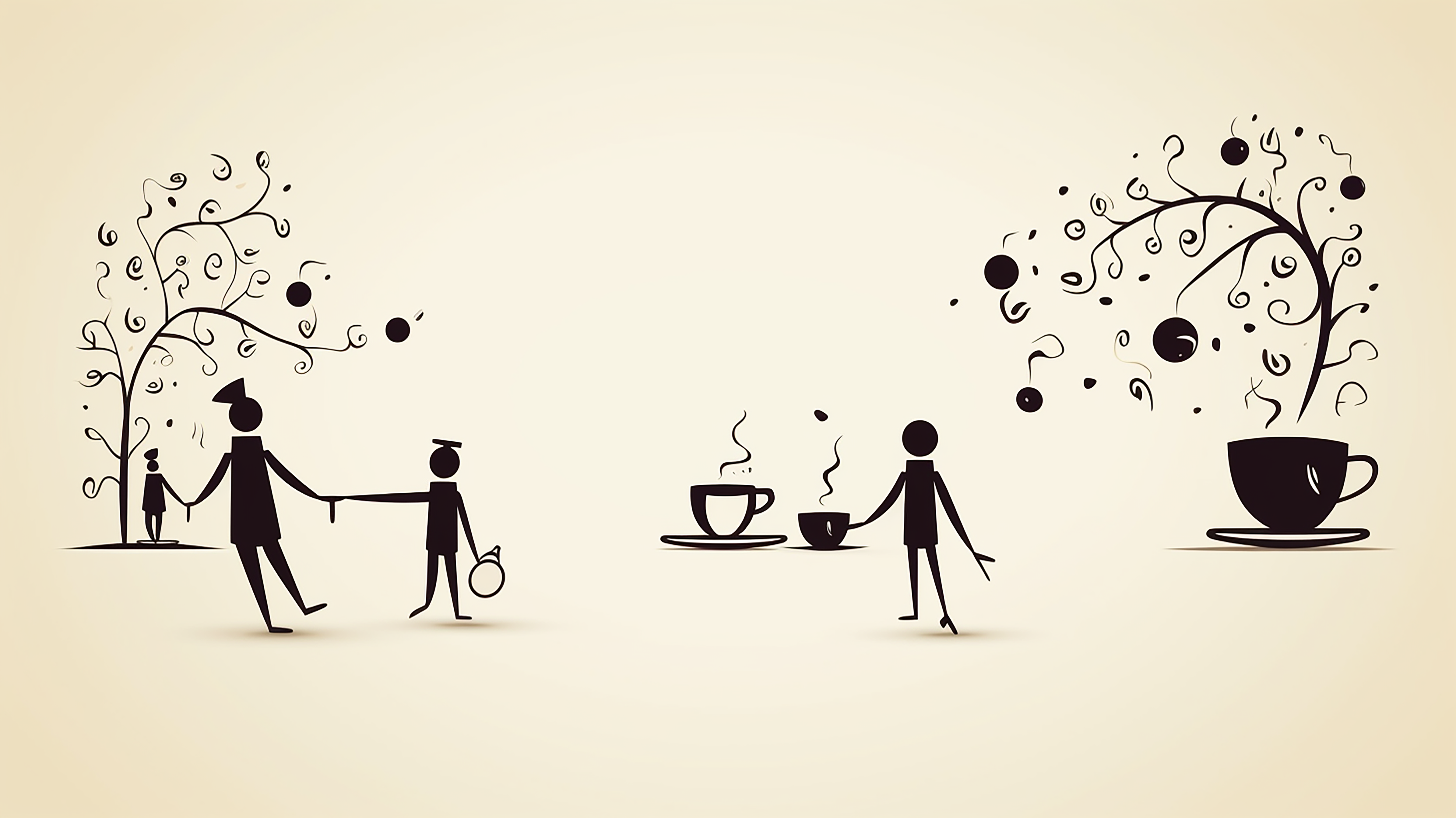 咖啡文化抽象插画背景图片