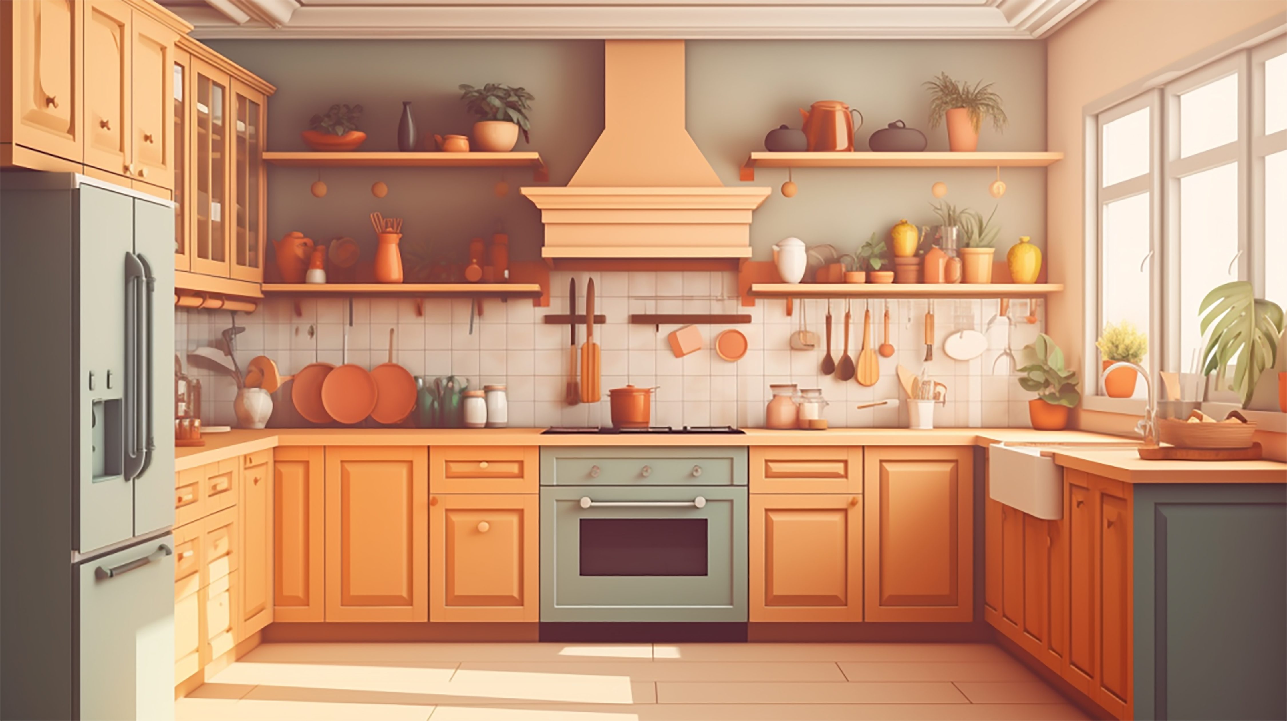 厨房装修家居商业暖色系背景图图片