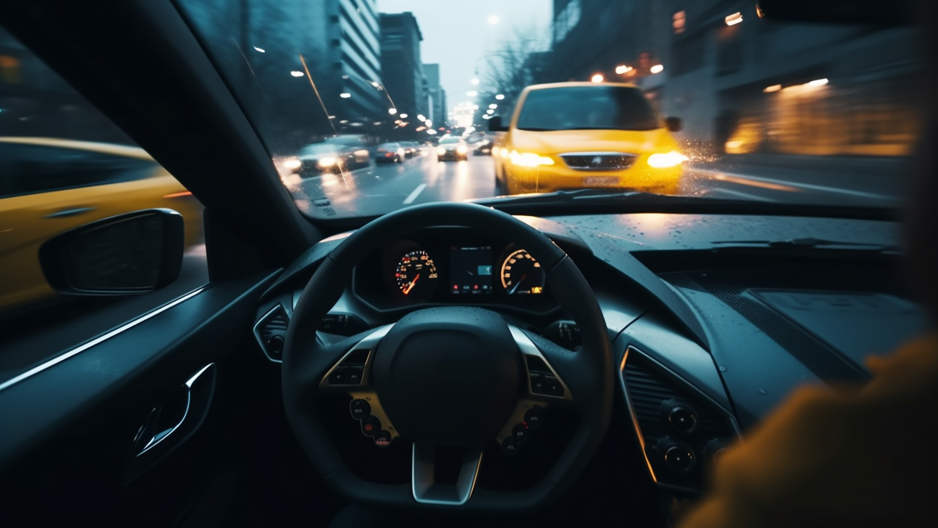 汽车驾驶室城市街道驾驶广告背景图片