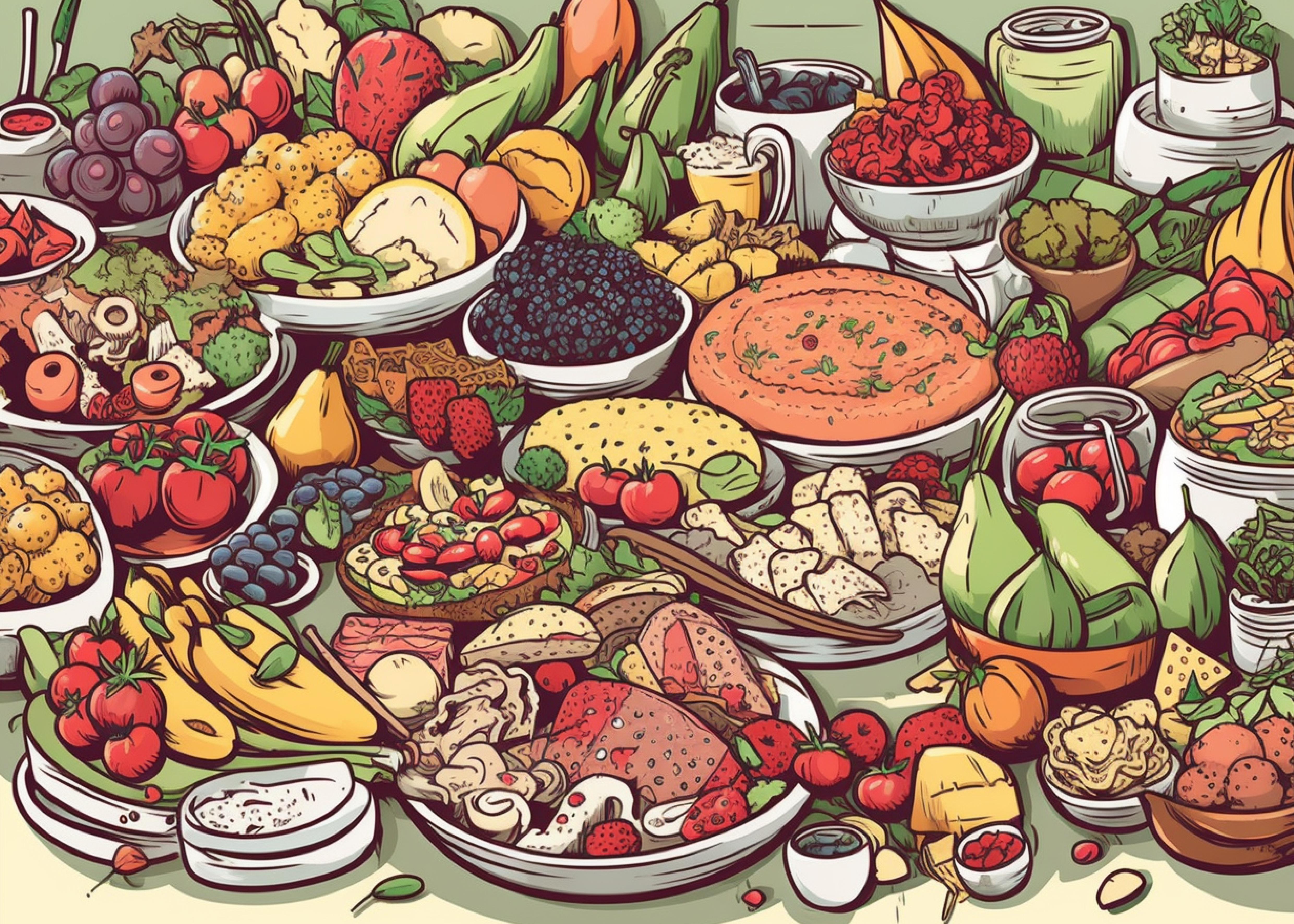食物新鲜水果卡通背景图片