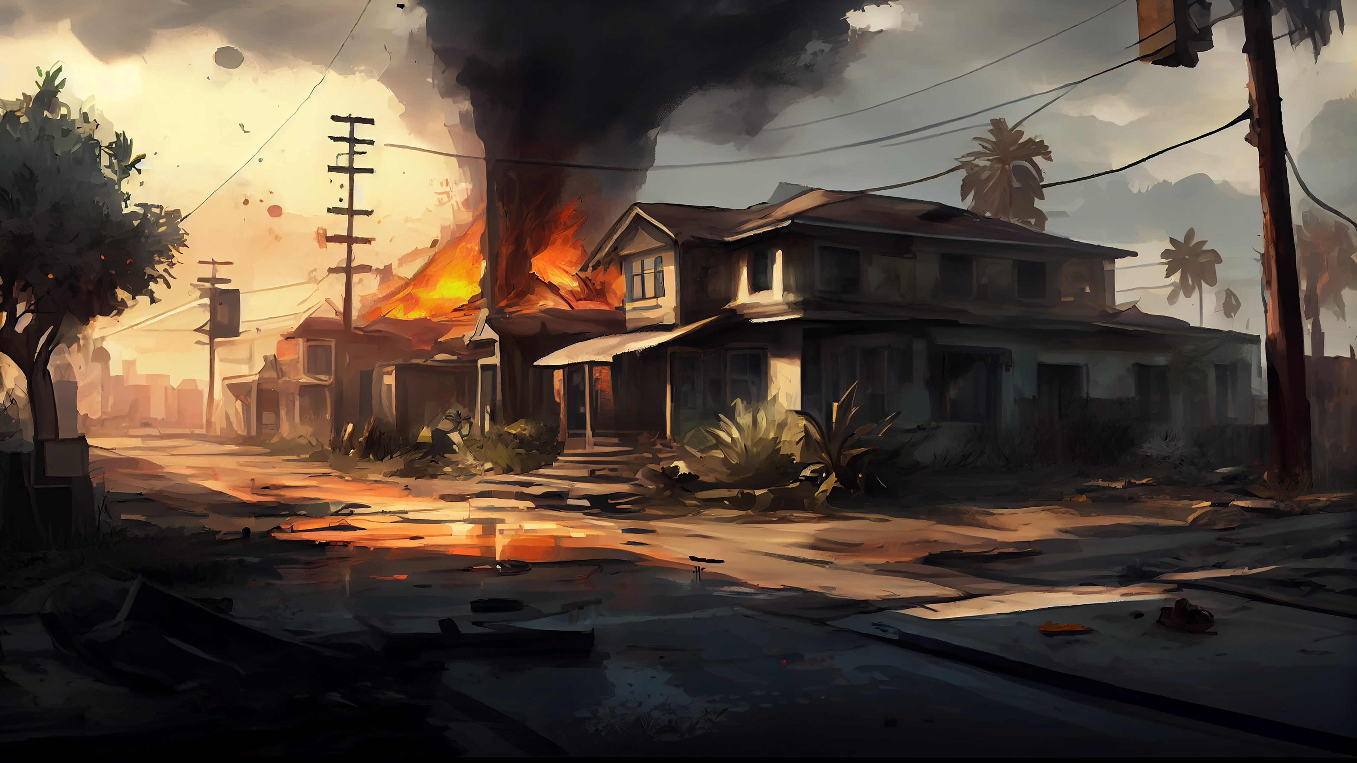 游戏爆炸场景背景图片