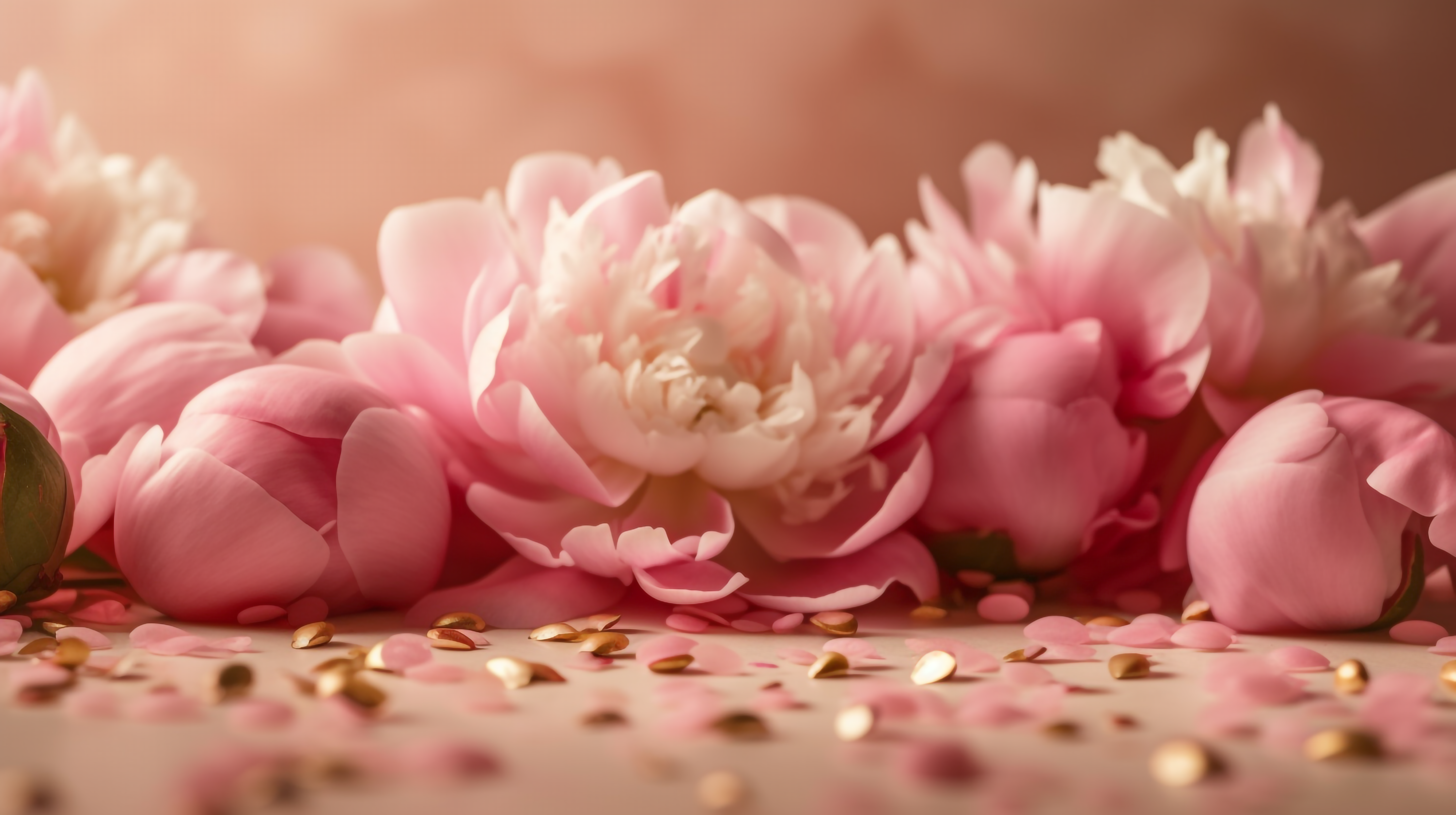 粉色芍药花瓣鲜花鲜艳花卉背景图片