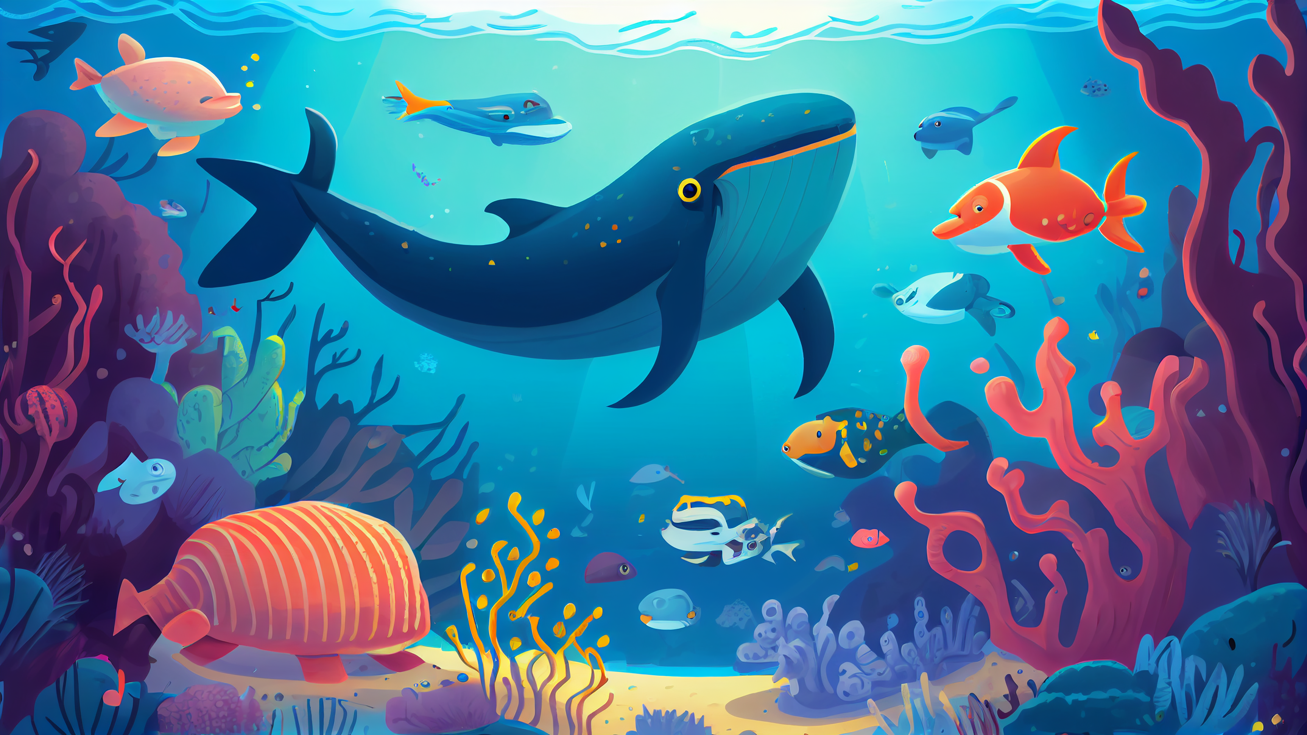 海洋世界卡通插画背景图片