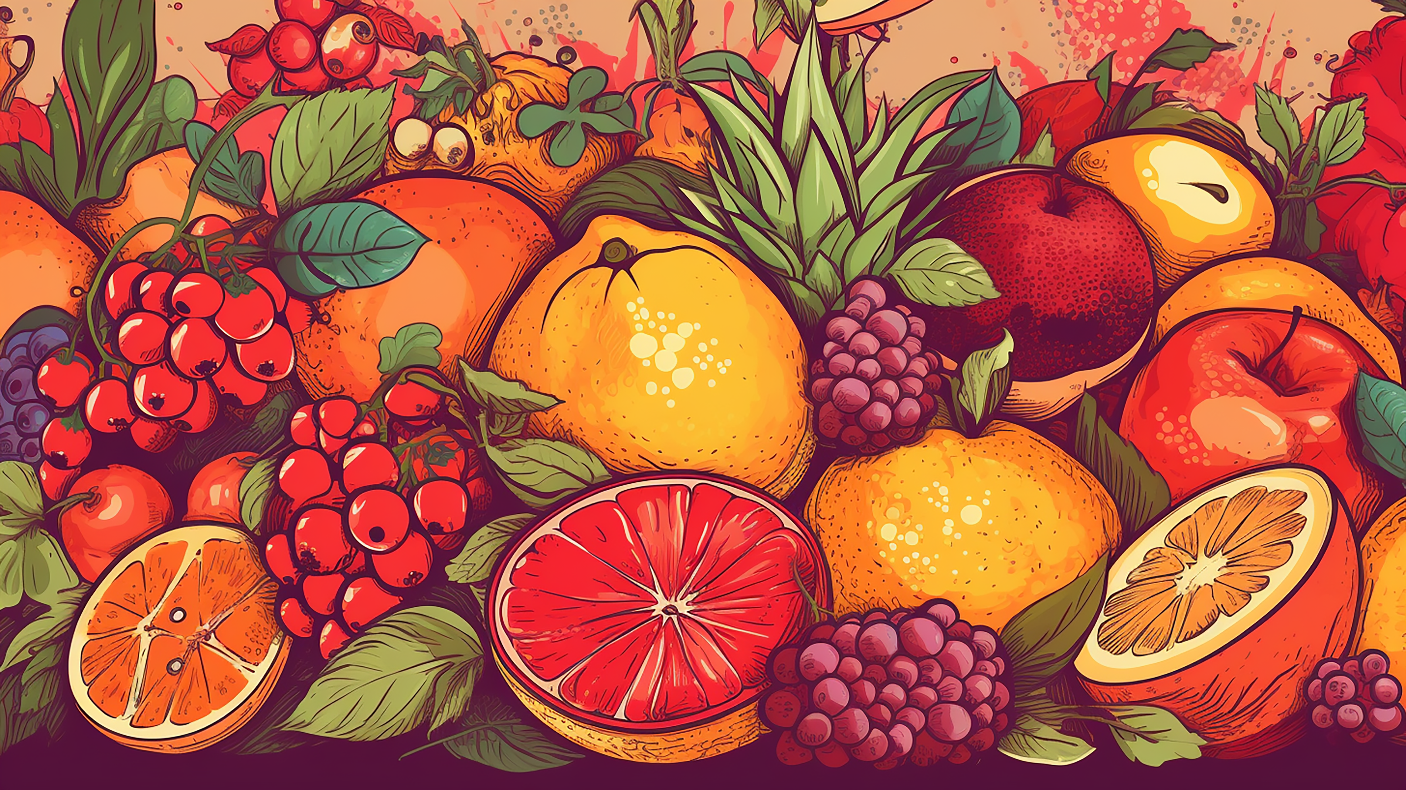 水果多彩插画背景图片