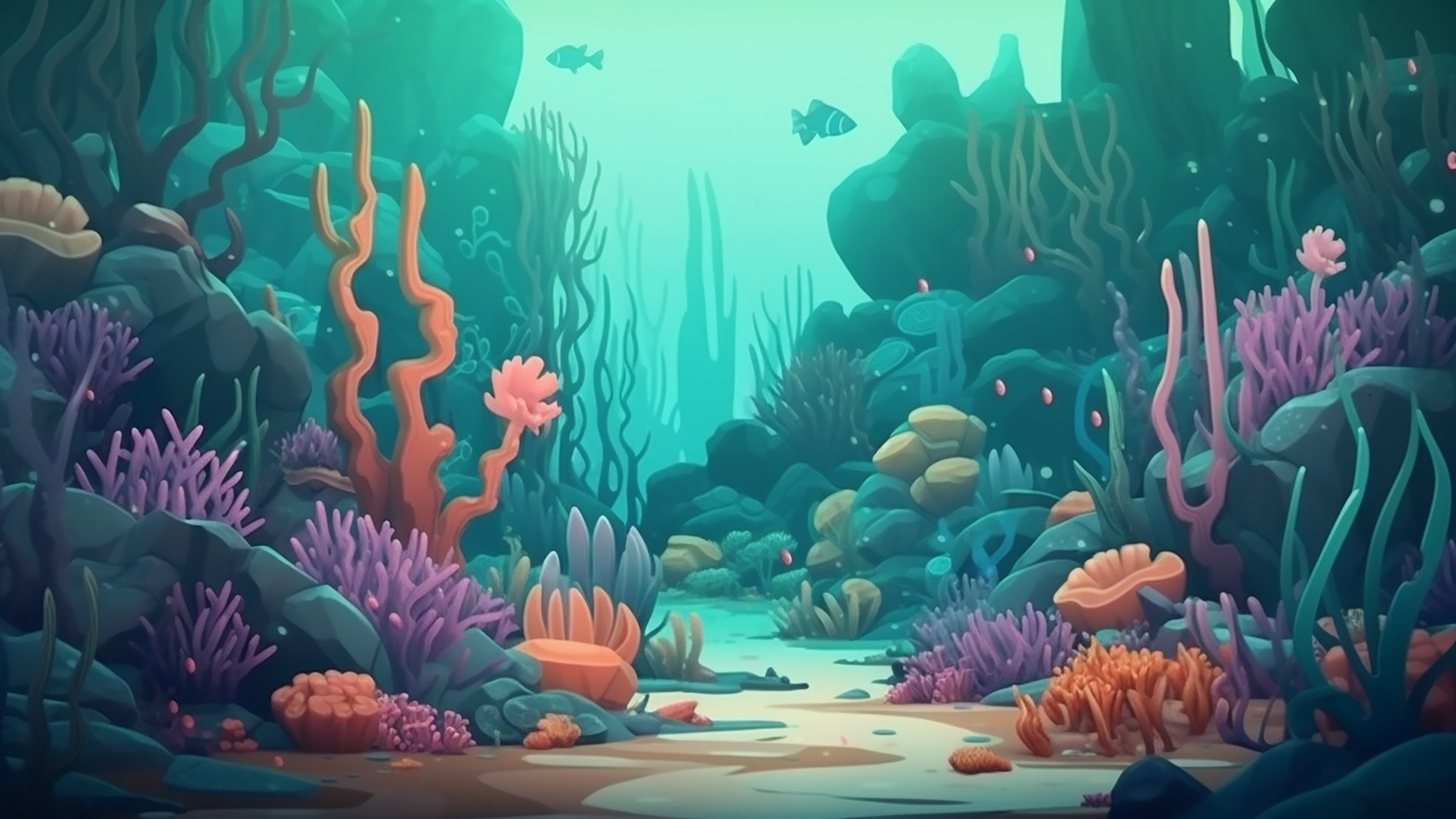 海底世界珊瑚海草背景图片