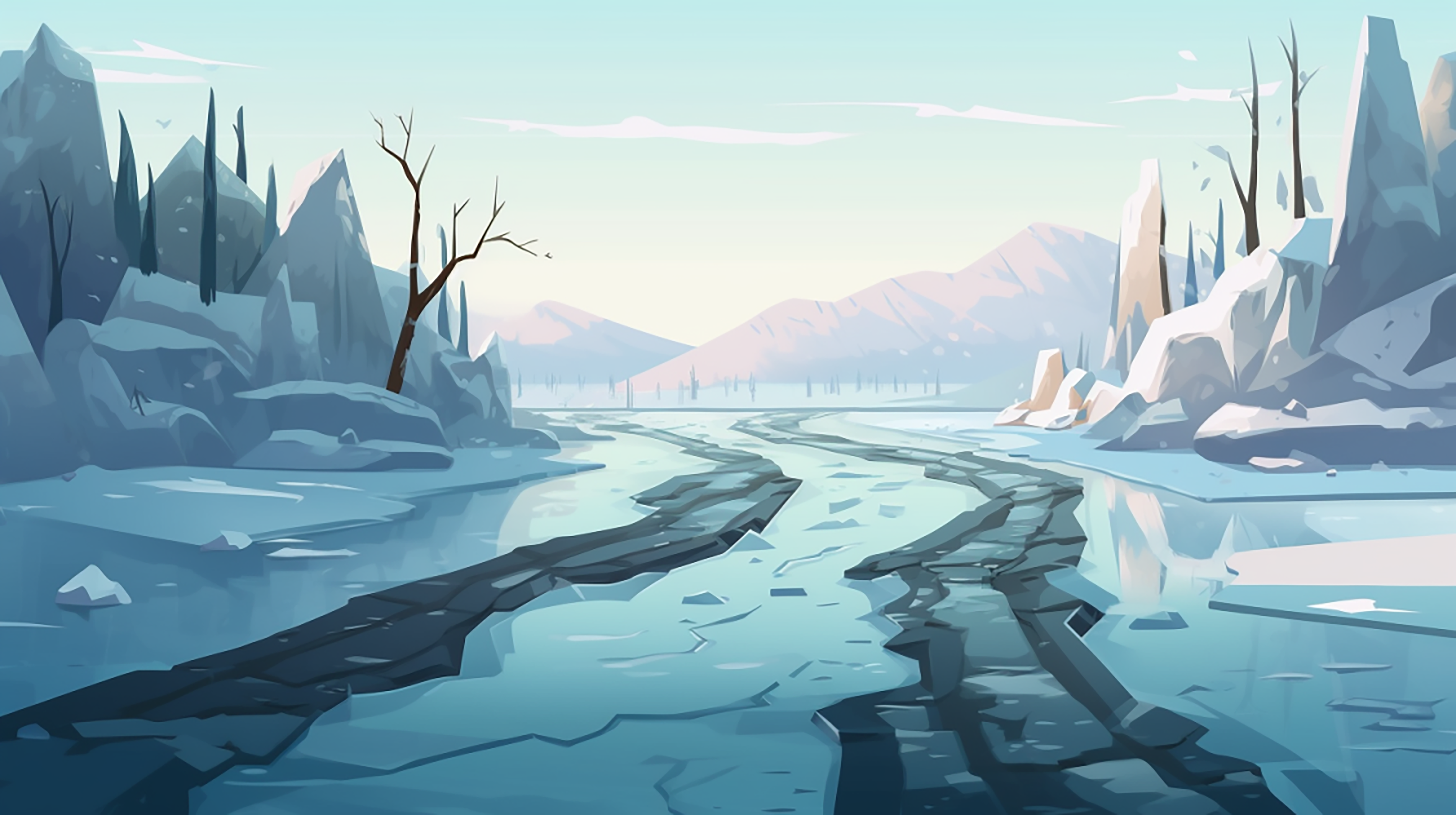 冬季河流破冰景象背景图片