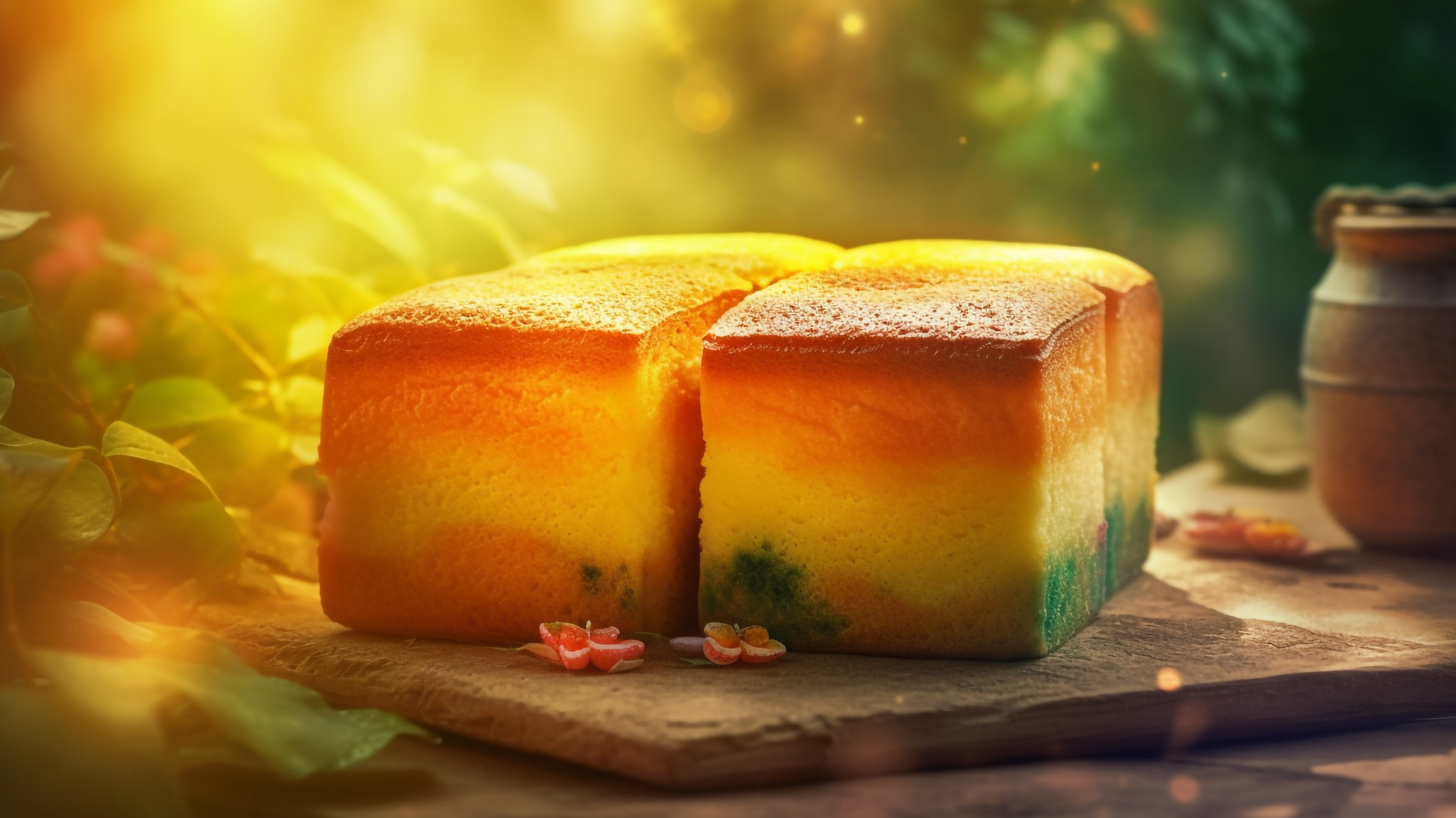 甜点长崎蜂蜜蛋糕美味背景图片