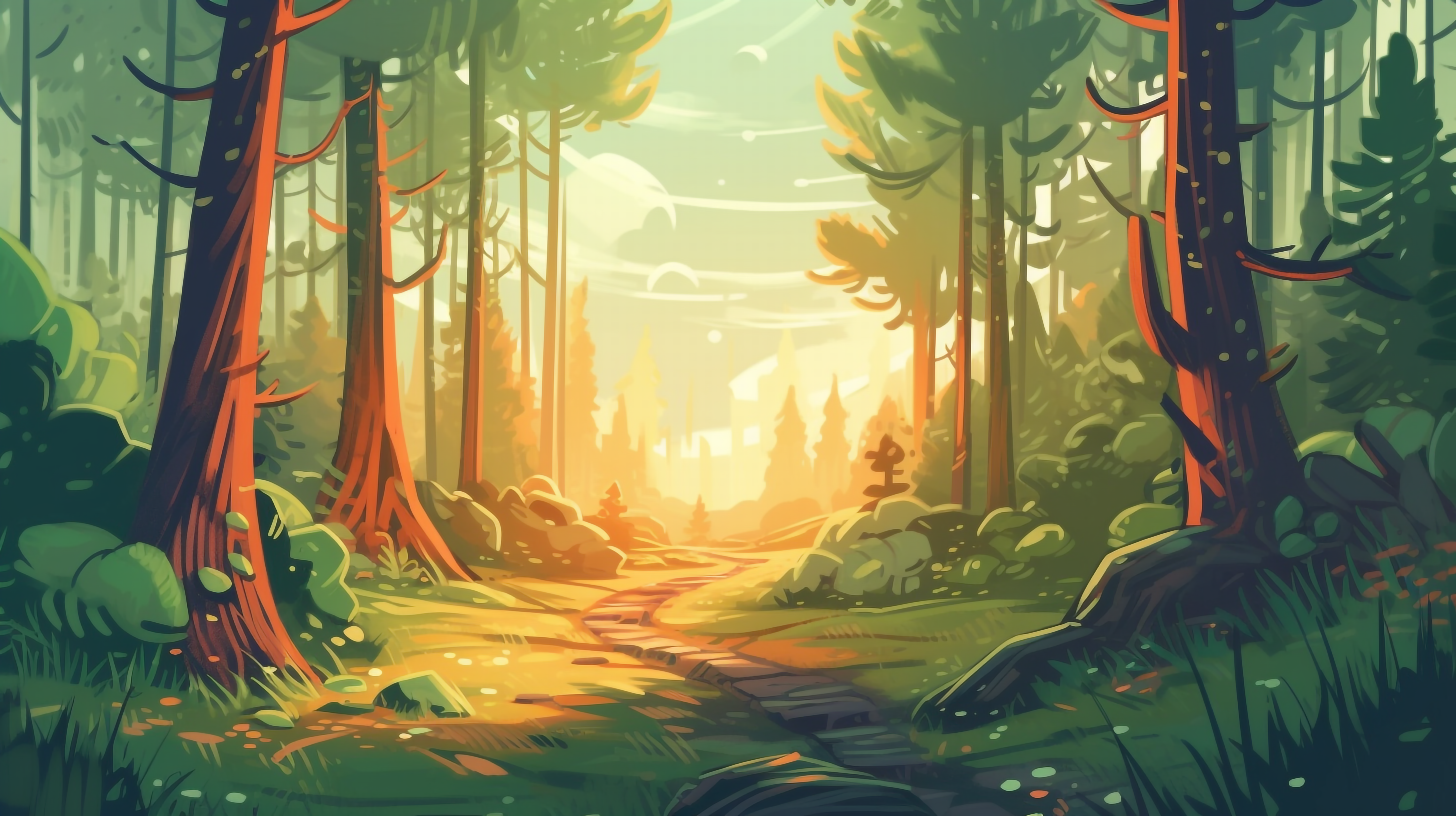 阳光树林游戏背景图片
