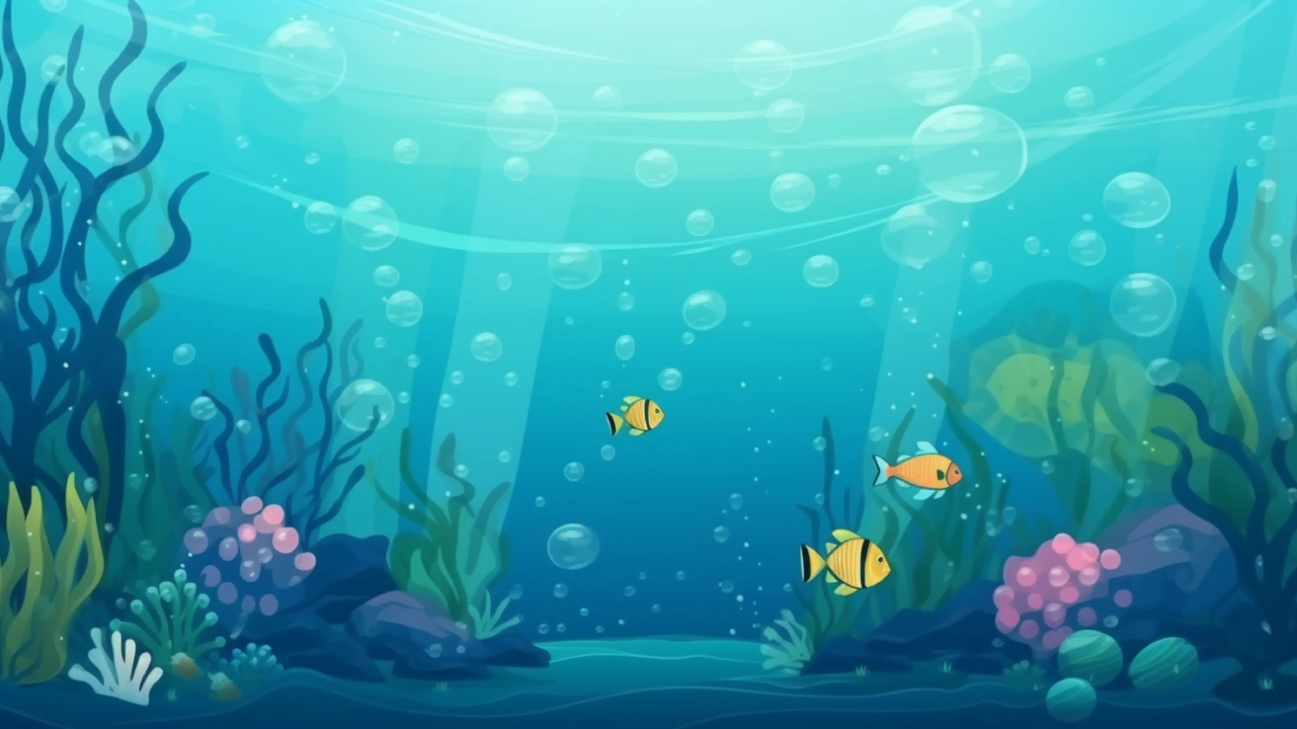 海底生物蓝色卡通背景图片
