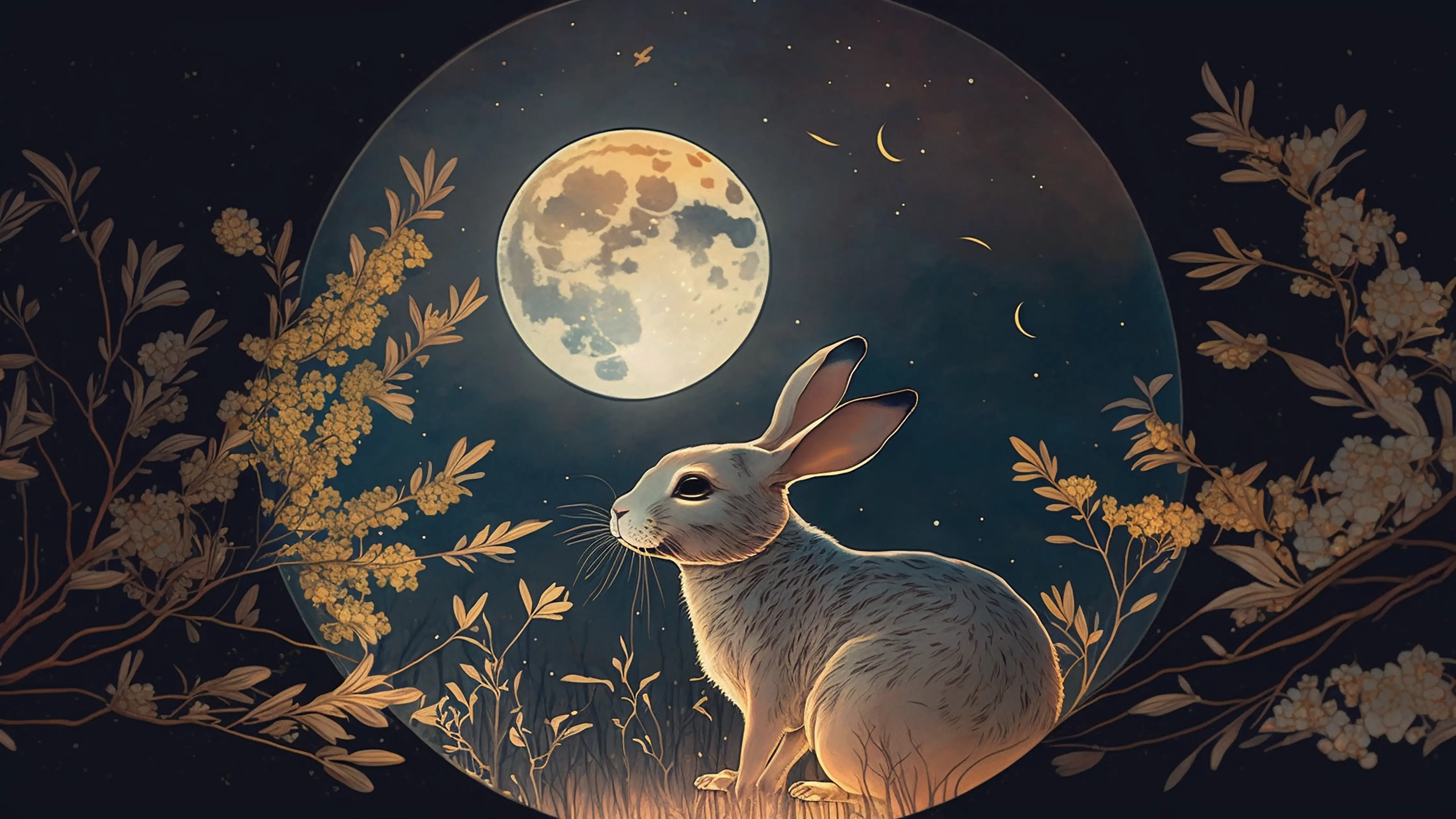 中秋节圆月兔子背景图片