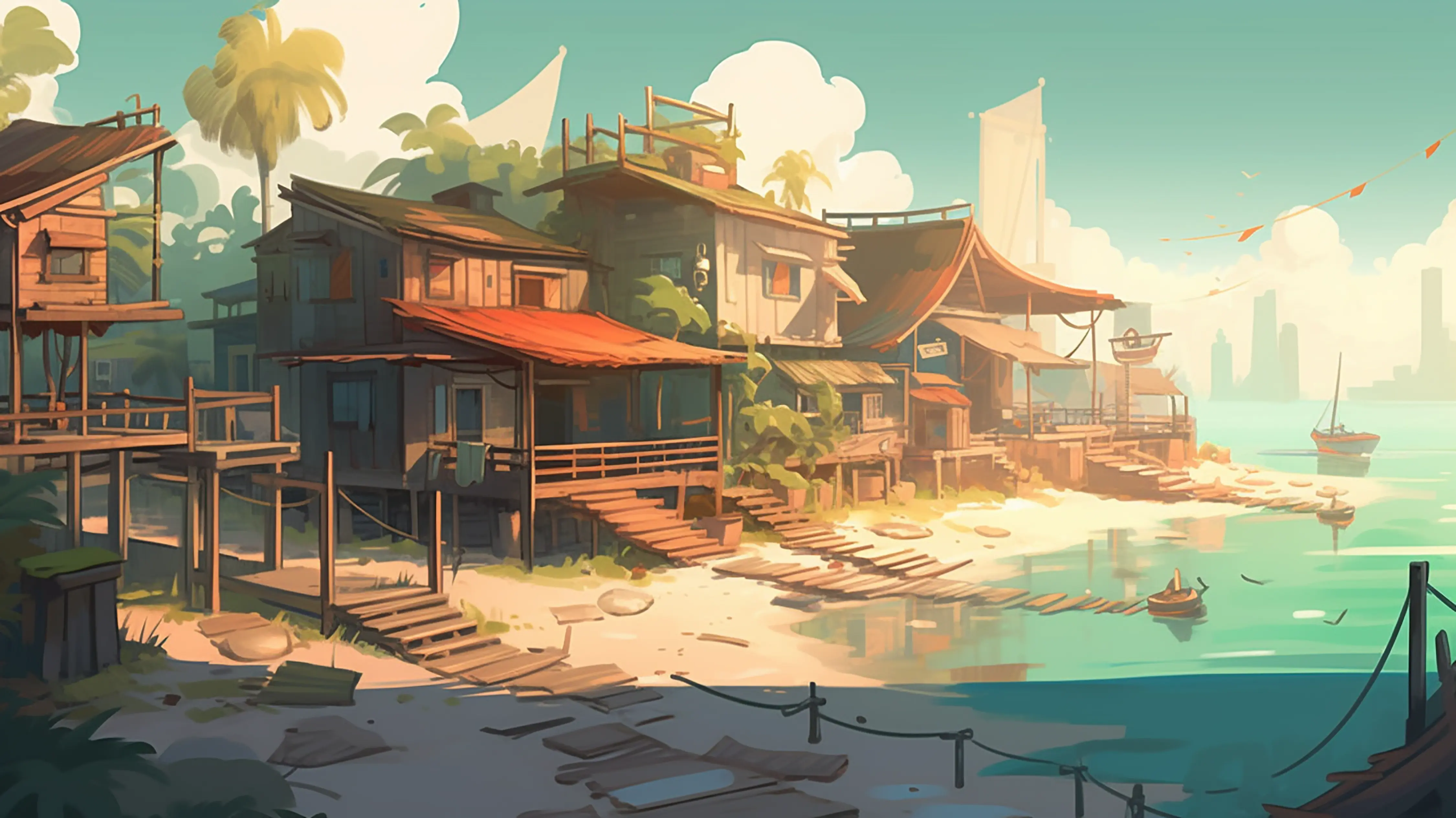 游戏夏季海滩房子图片