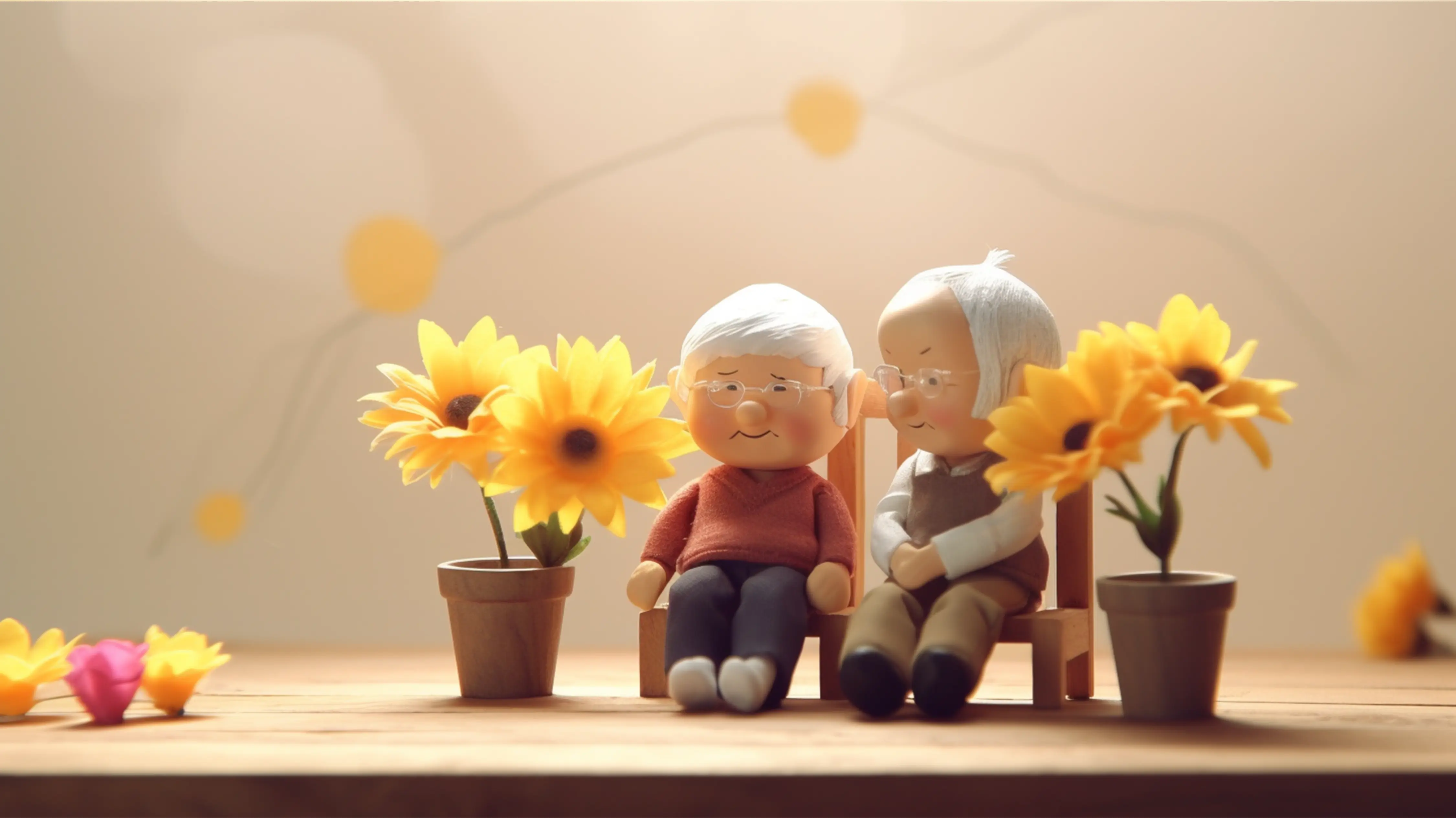 祖父母日向日葵立体背景图片