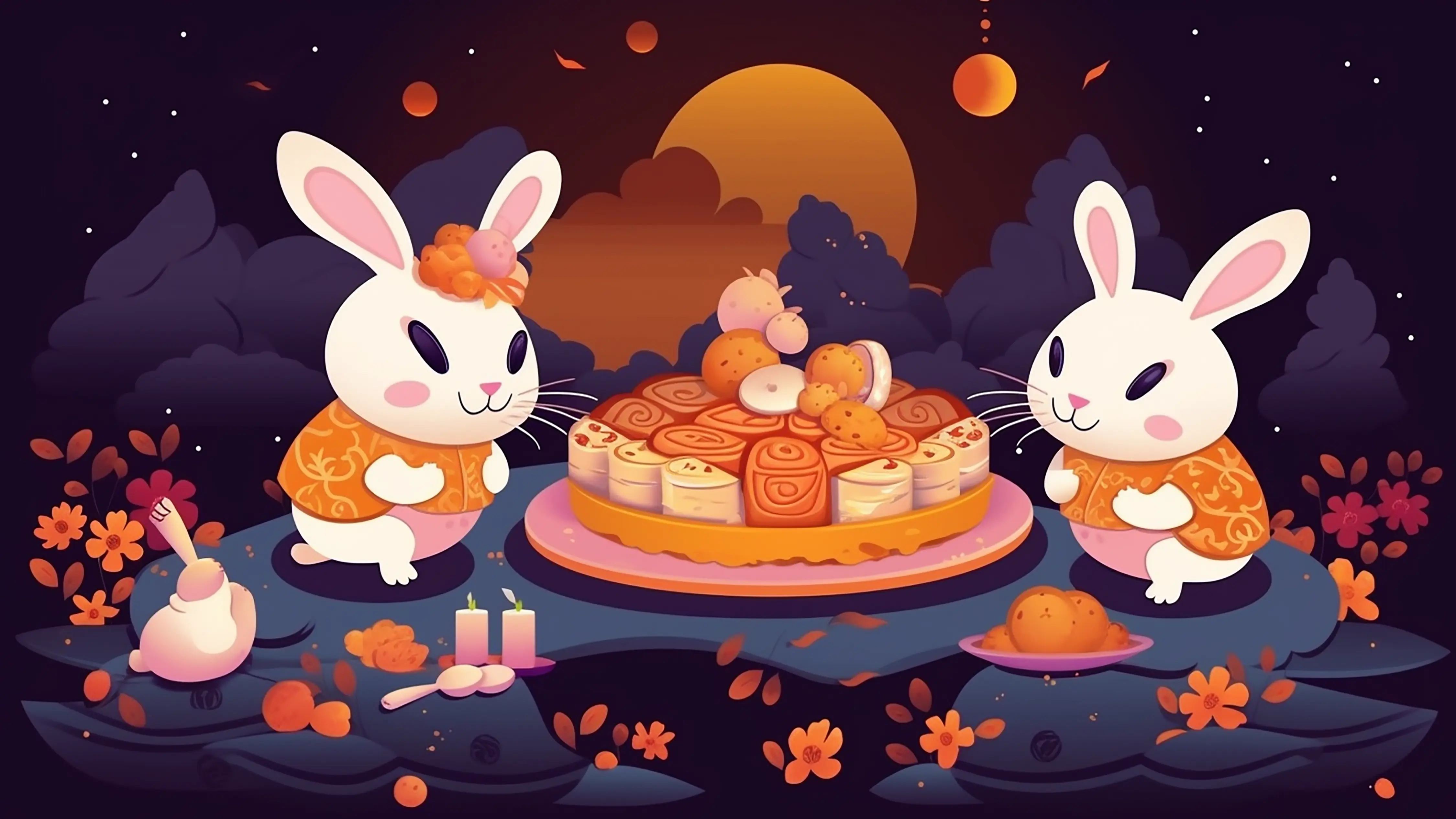 中秋节兔子月饼图片