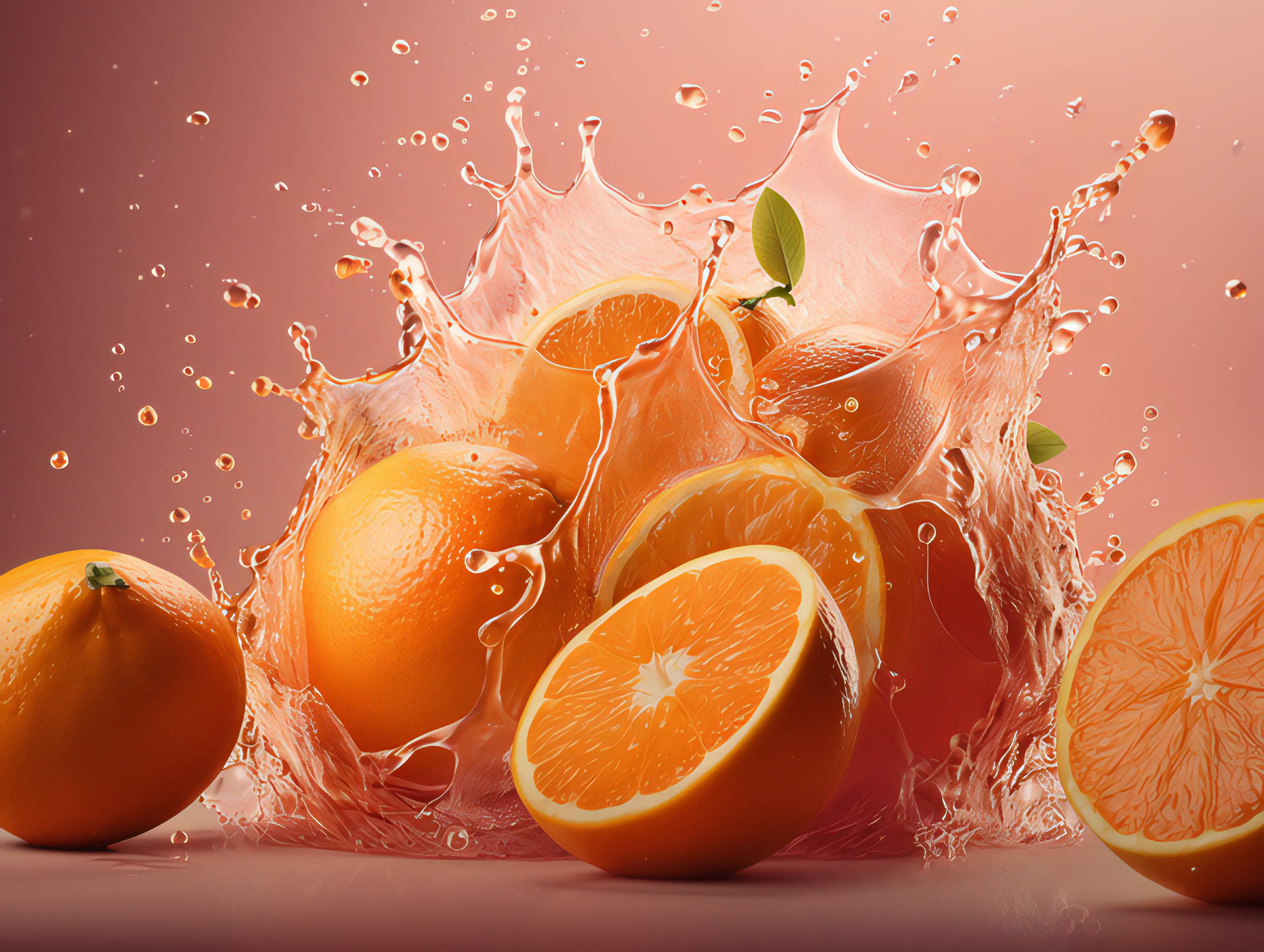 橙子有机新鲜水果水花摄影广告背景图片