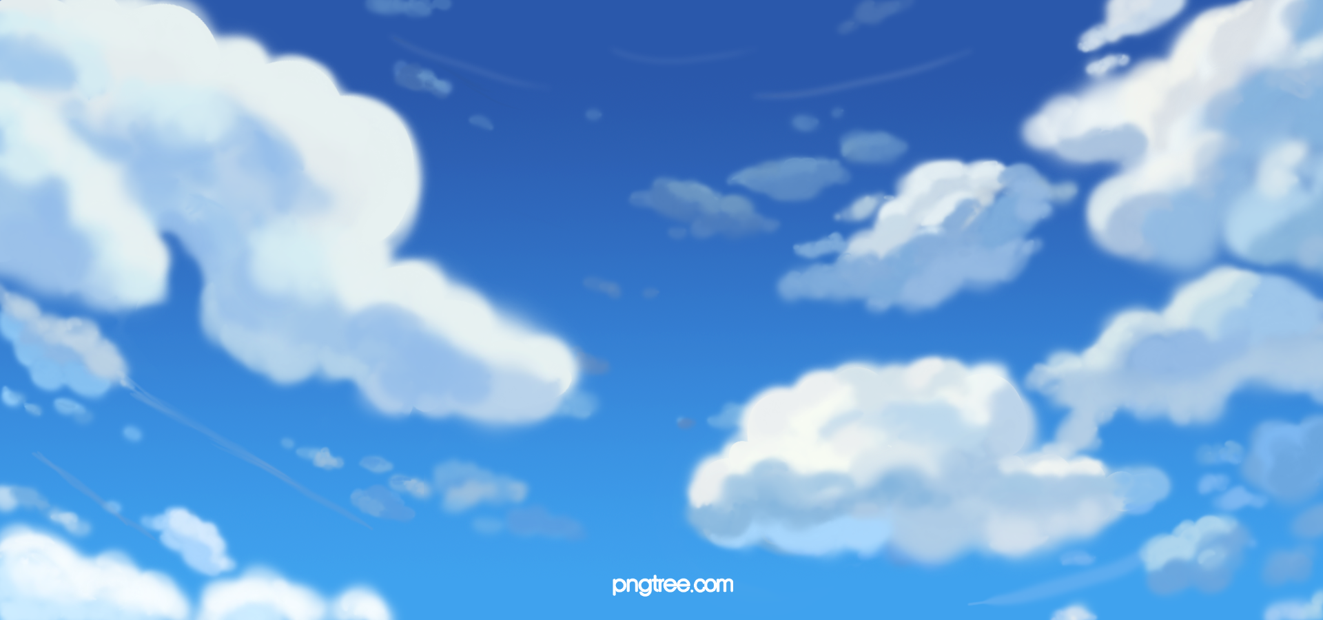 蓝色手绘天空背景图片