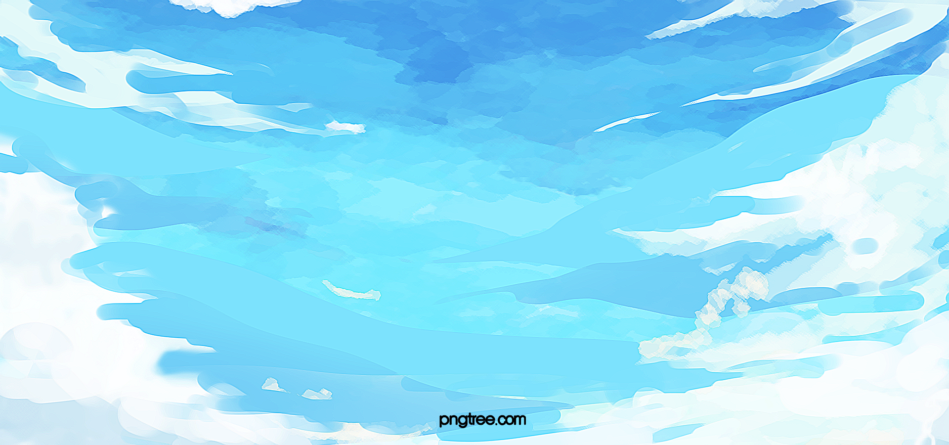 蓝色渐变色手绘天空插画背景图片