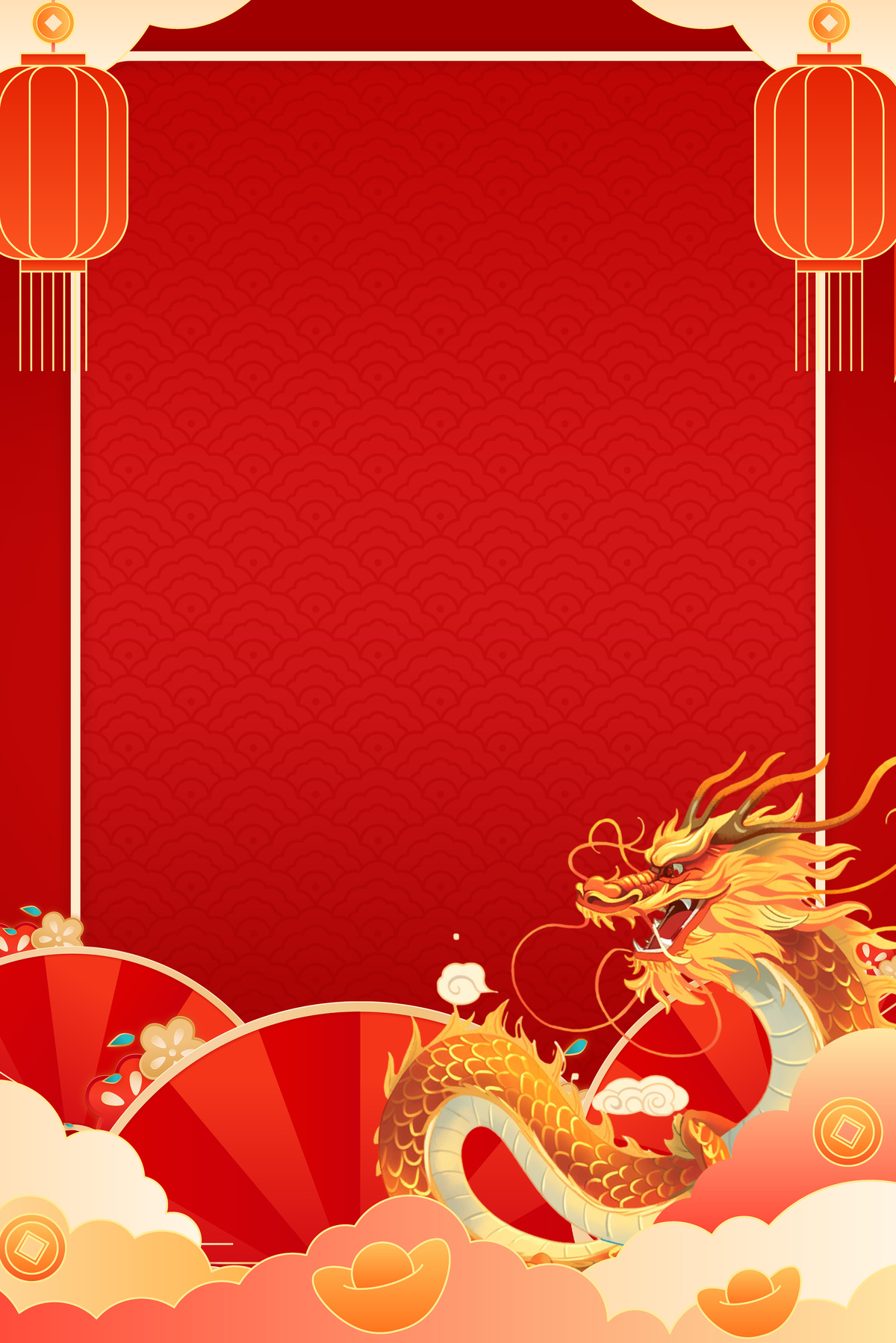 2024红色新年春节龙年中国风祥云背景图片