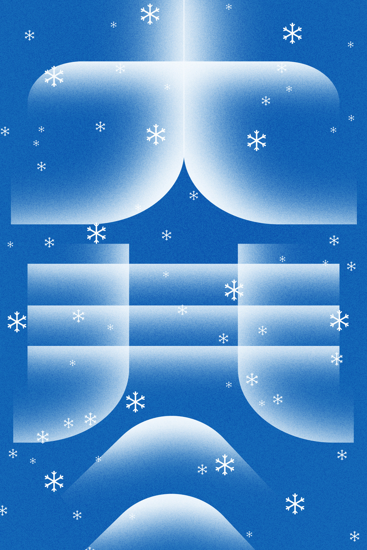 蓝色创意字体大寒节气雪花背景图片