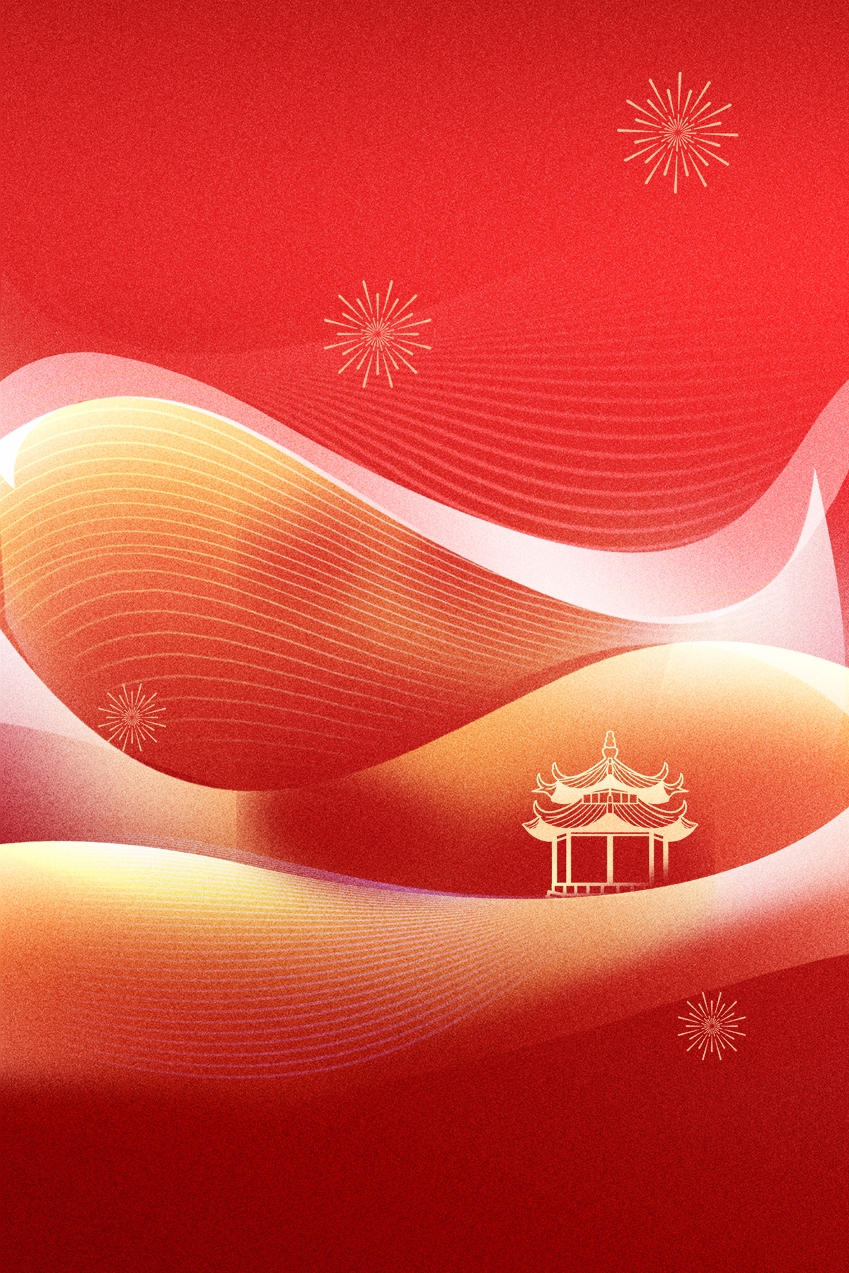 红色线条新年春节龙年小年背景图片