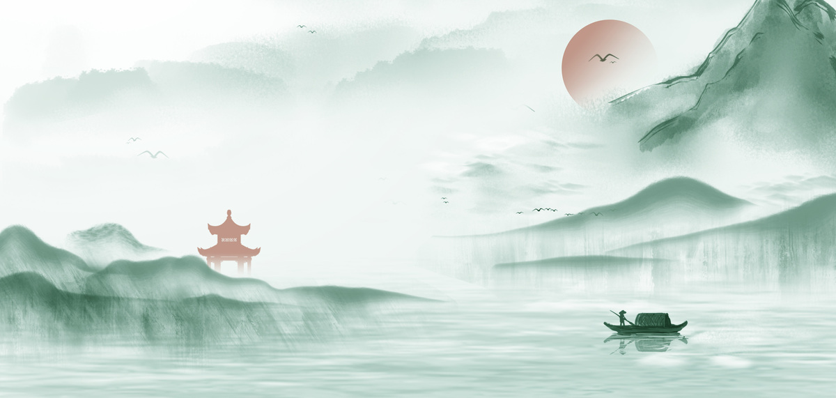 水墨中国风山水清明节背景图片