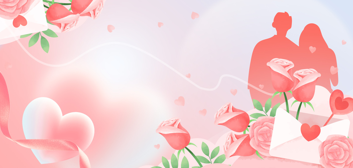 粉色弥散光520爱情情侣情人节鲜花背景图片