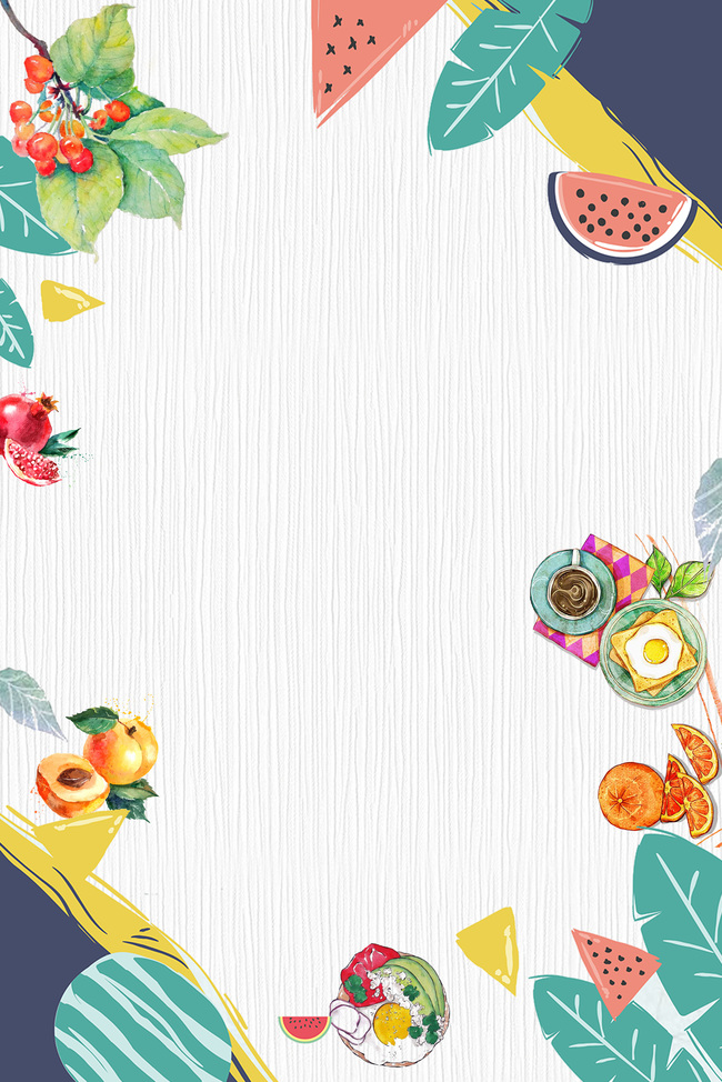 夏日小清新手绘水果美食广告背景图片