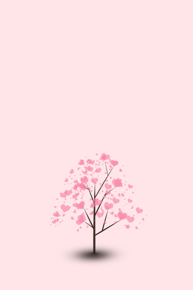 粉色简约爱心树520表白背景图片