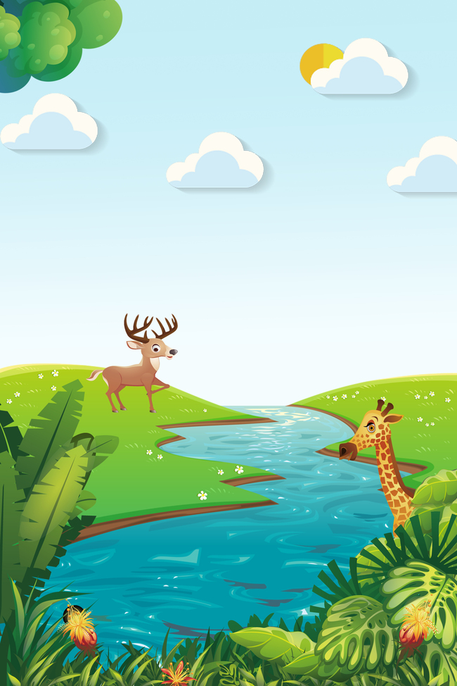 动物保护森林动物园简约卡通广告背景图片