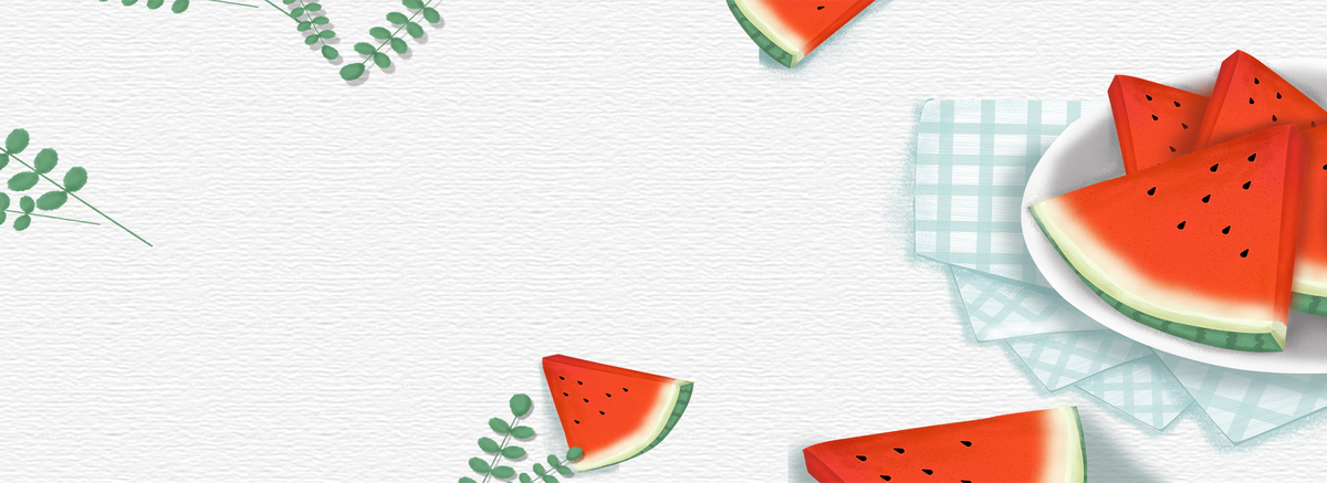 夏日卡通清新手绘西瓜水果可爱海报广告图片
