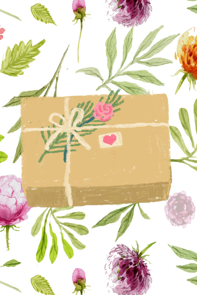 七夕节礼物盒子手绘广告背景图片