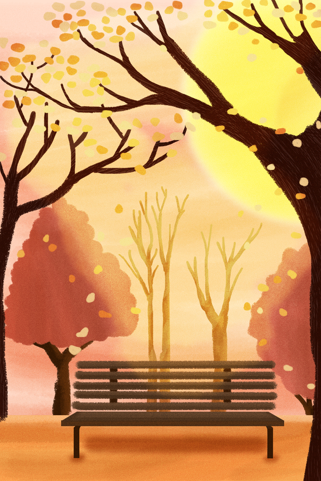 手绘卡通秋天的公园图片