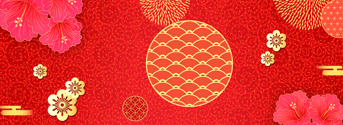 中国风花朵金色立体花朵banner海报图片