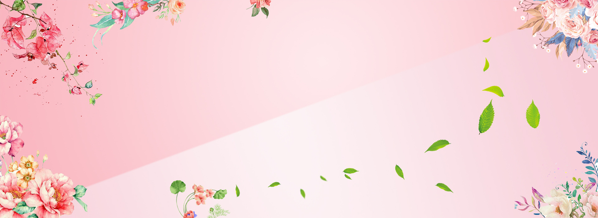 小清新粉红色鲜花环绕温馨浪漫手绘背景图片